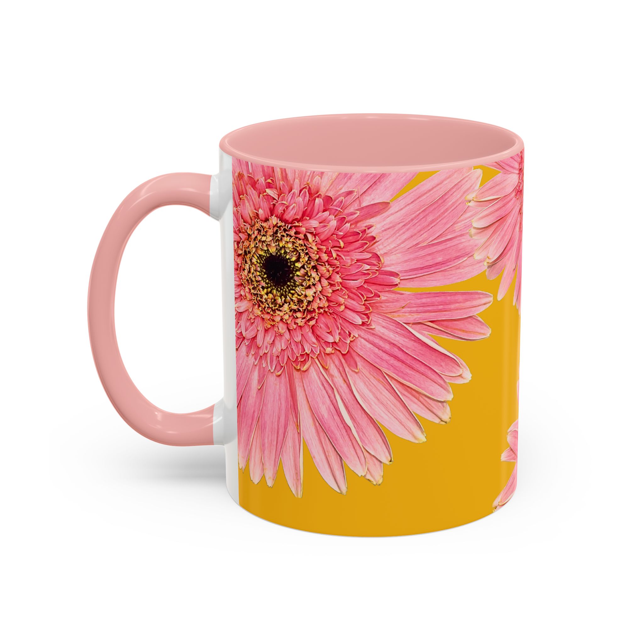 Pink Flower Yellow Accent Coffee Mug - Image 3