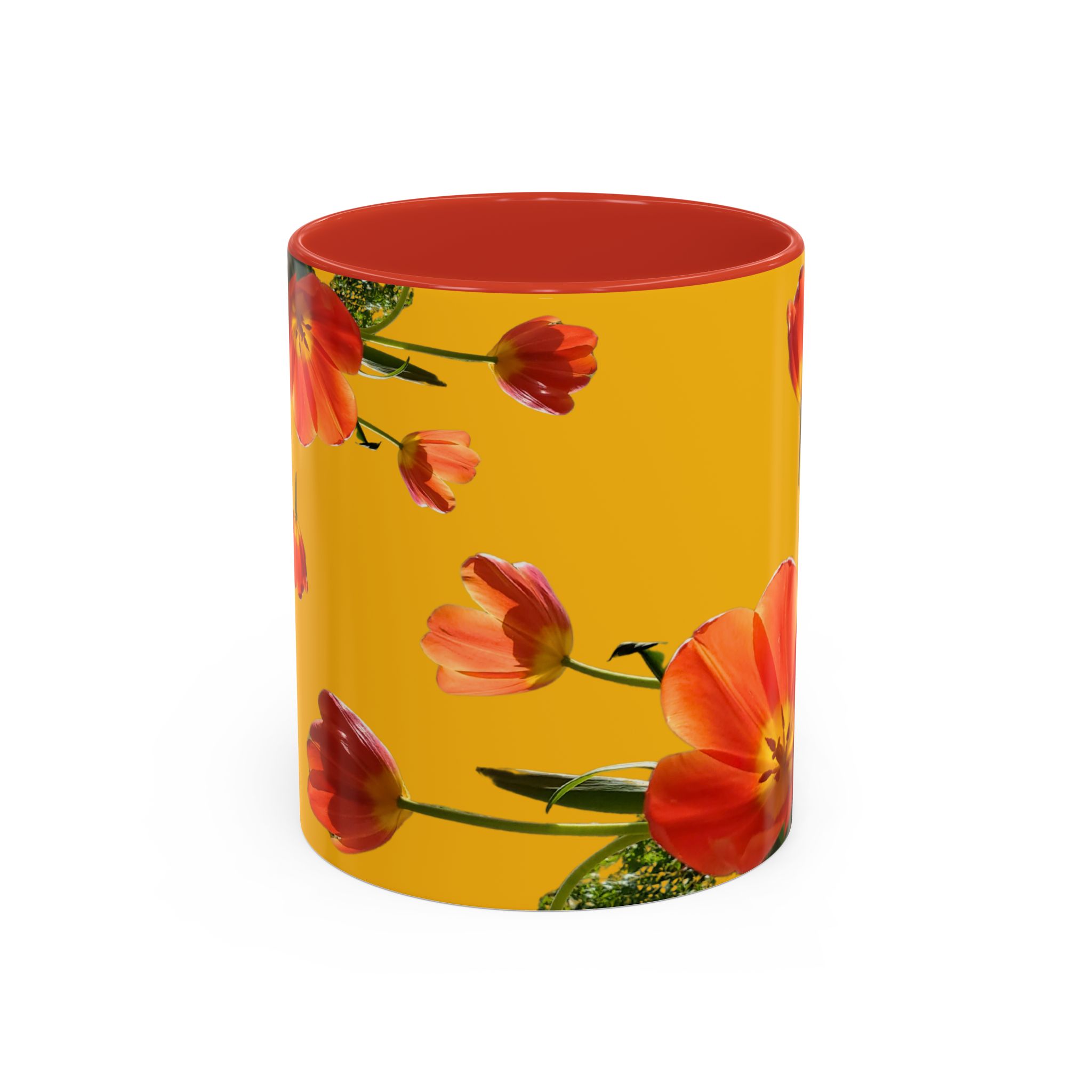 Mug, Cheerful Bright Tulips on Yellow Coffee Cup, Floral Tea Mug, Spring Flower Design, Gift for Gardener, Mother's Day Present, Kitchen - Image 5