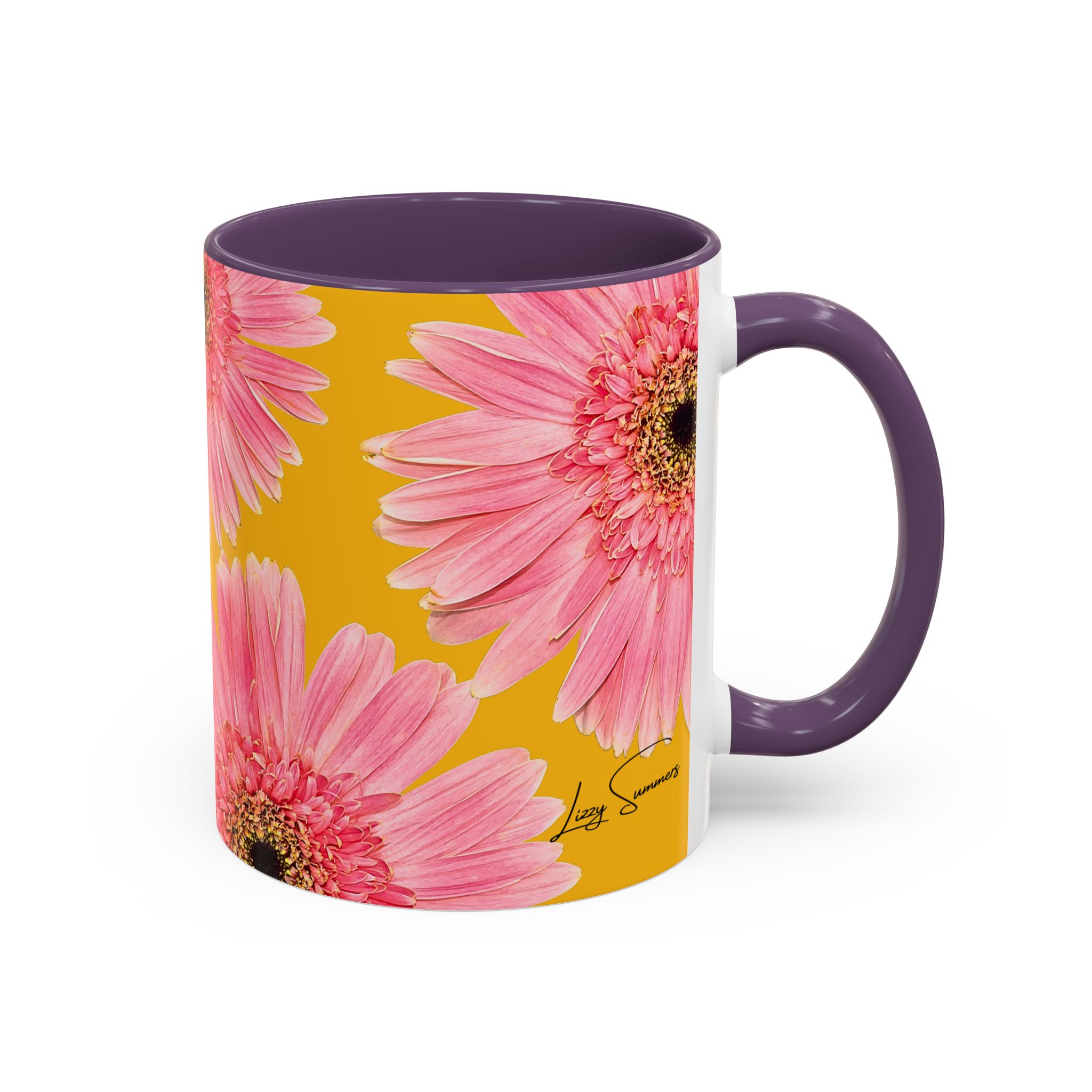 Pink Flower Yellow Accent Coffee Mug - Image 10