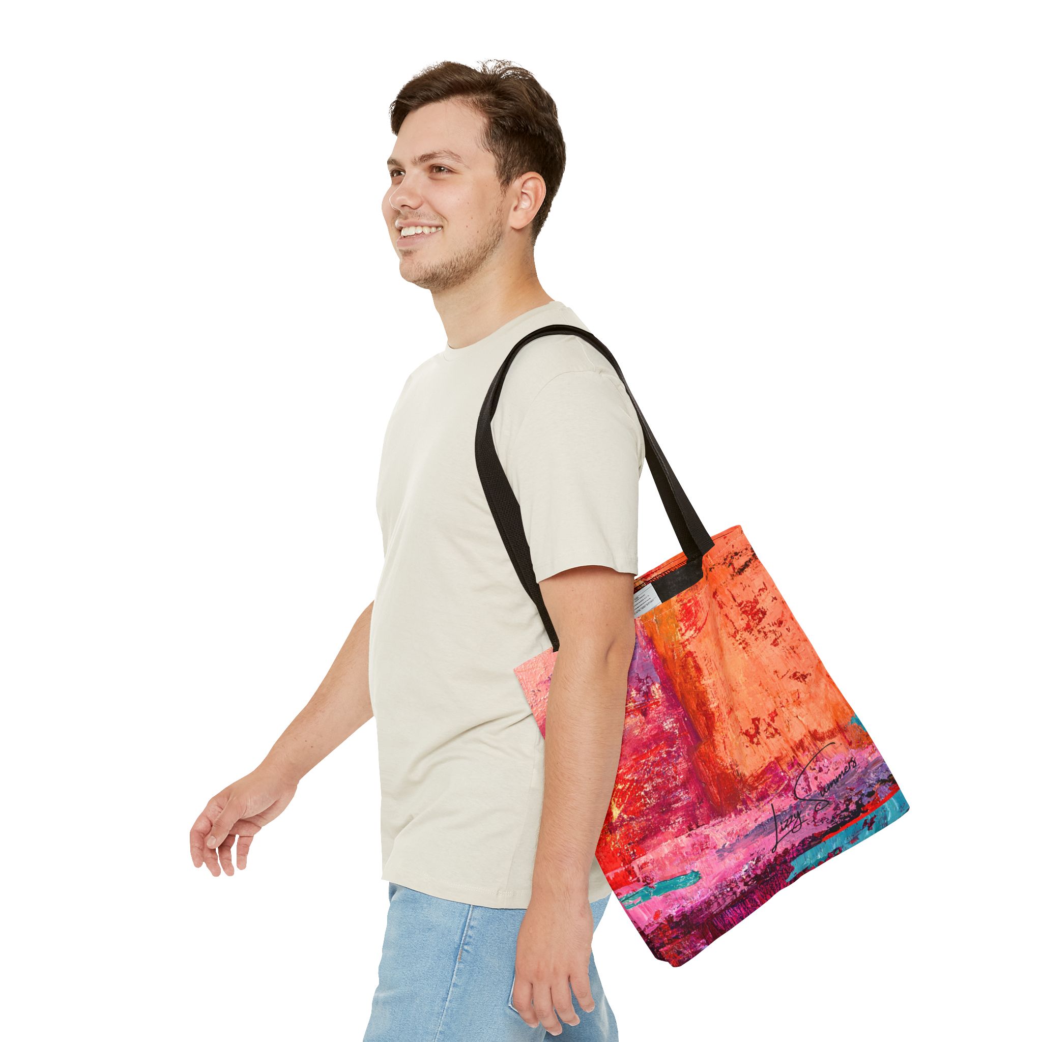 Warm Orange and Red Painterly Tote Bag - Image 7
