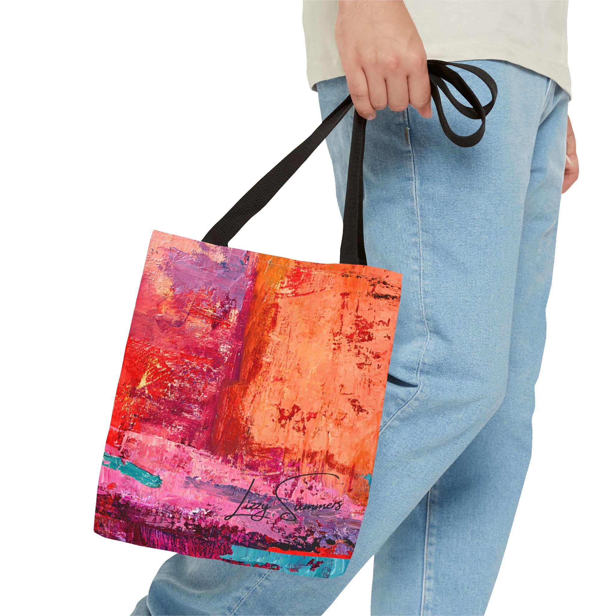 Warm Orange and Red Painterly Tote Bag - Image 3
