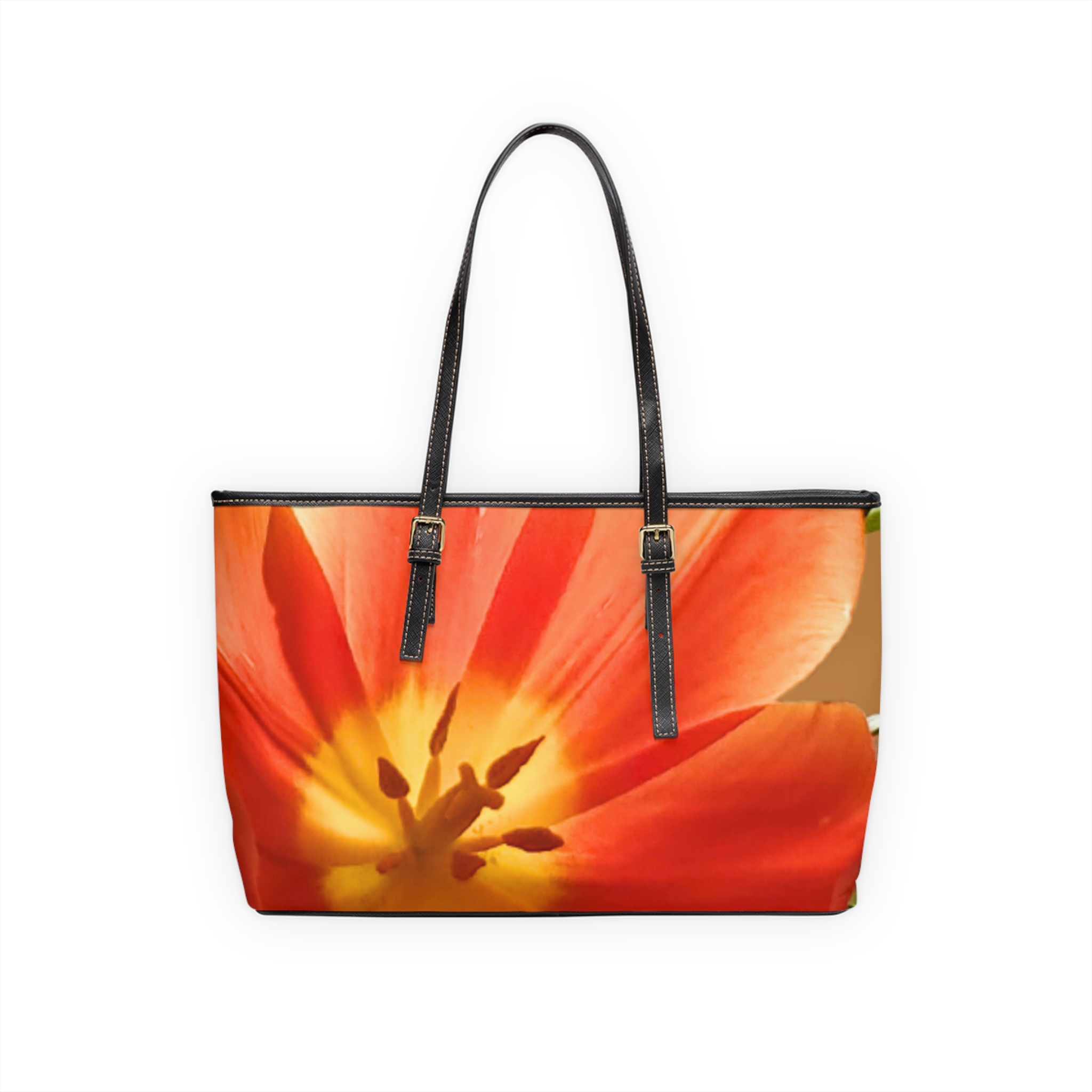 Orange Tulip on Brown Shoulder Bag - Image 2