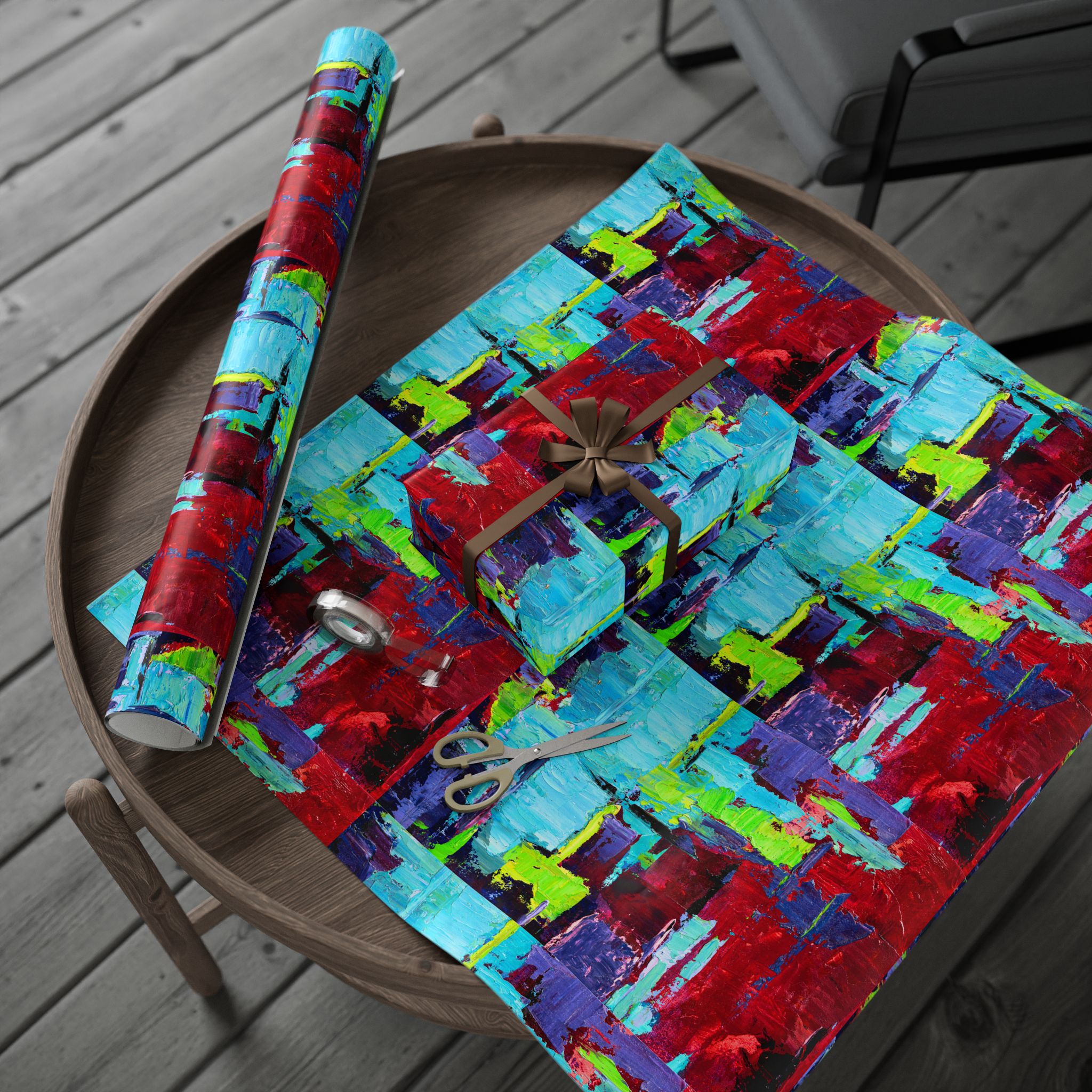 Wrapping paper Bold Red and Sky Blue Abstract Painterly - Image 16