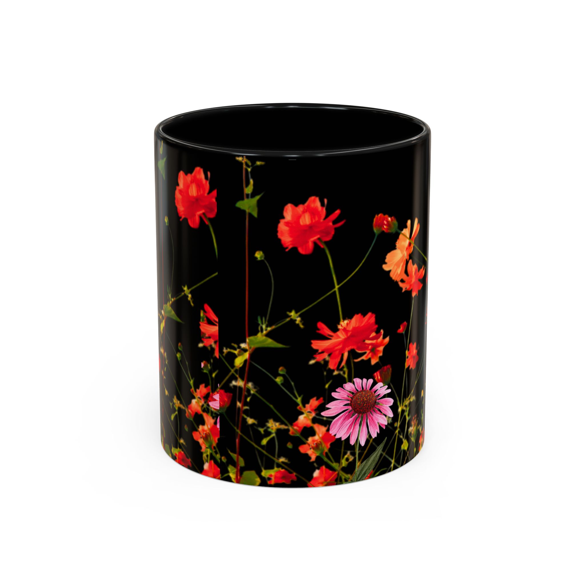 Coffee Mug Wildflowers on Black