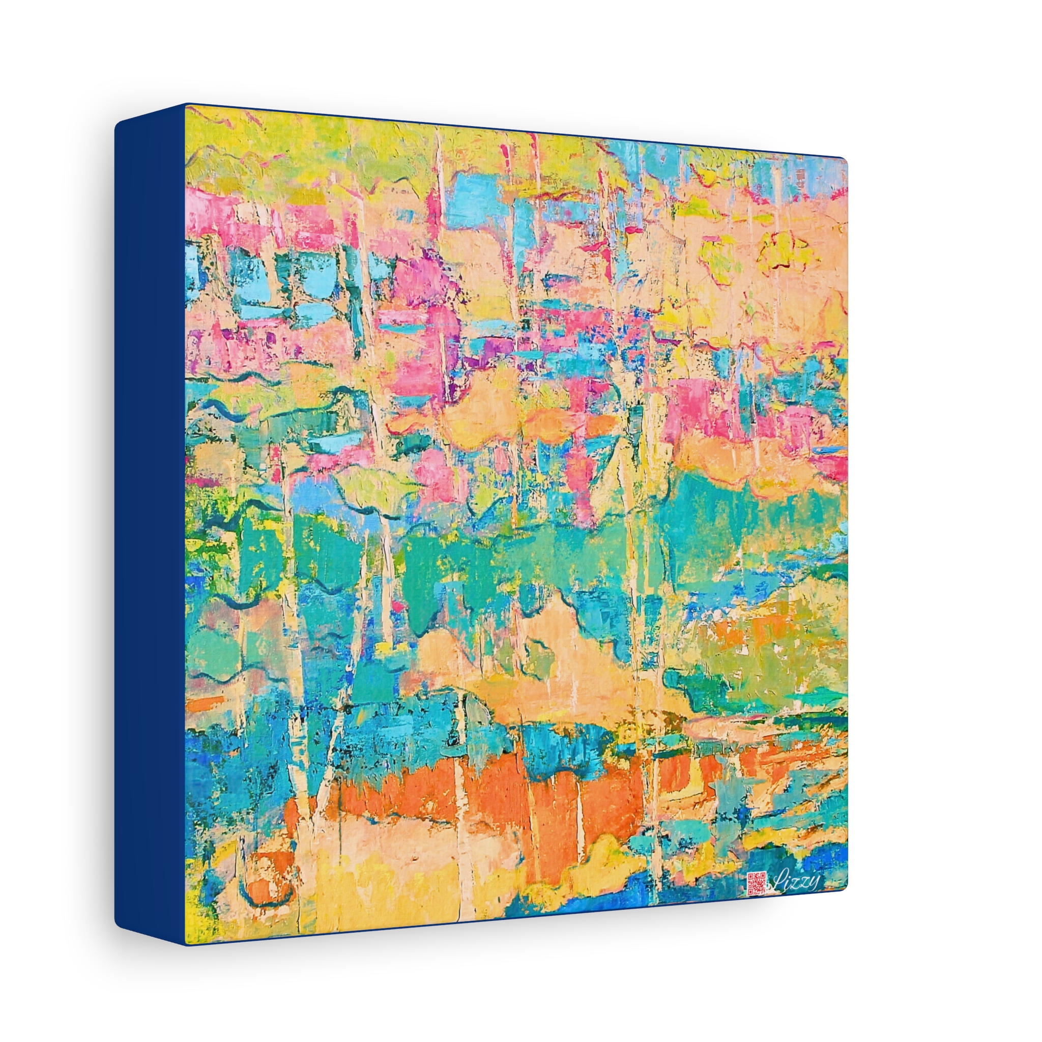 Canvas Print - Pastel Landscape- Teal and Pink - Image 2