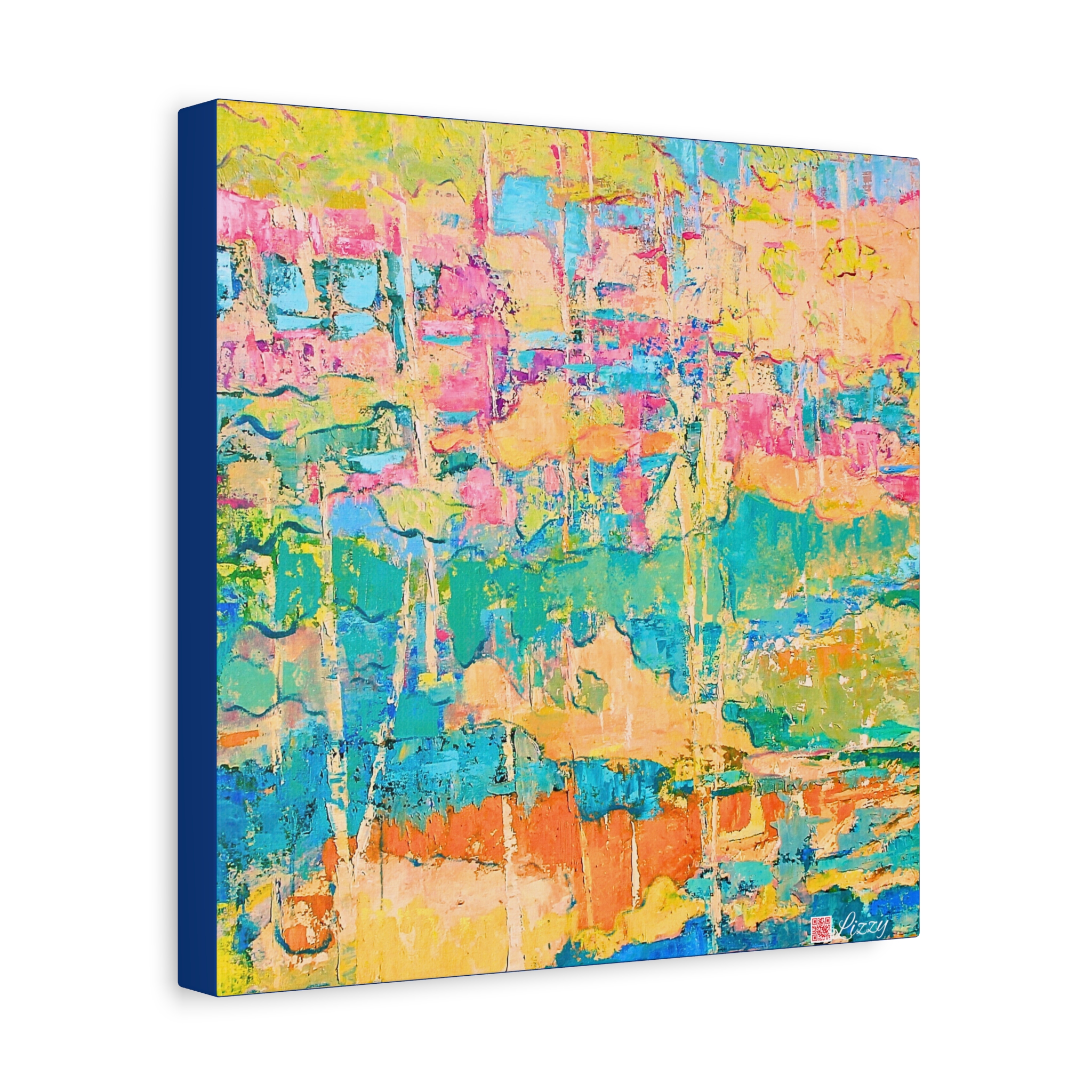 Canvas Print - Pastel Landscape- Teal and Pink - Image 10