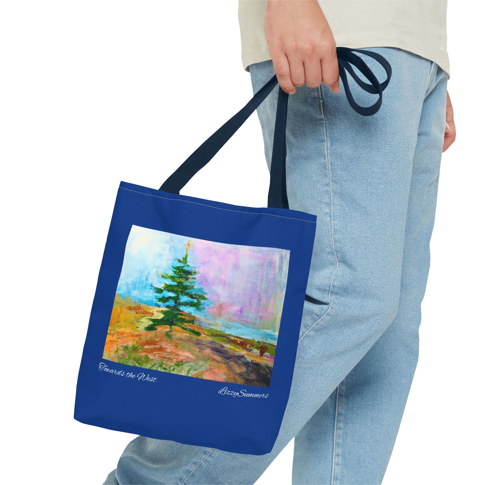 Tote Bag Original Art Colorado Fir blue tote - Image 3