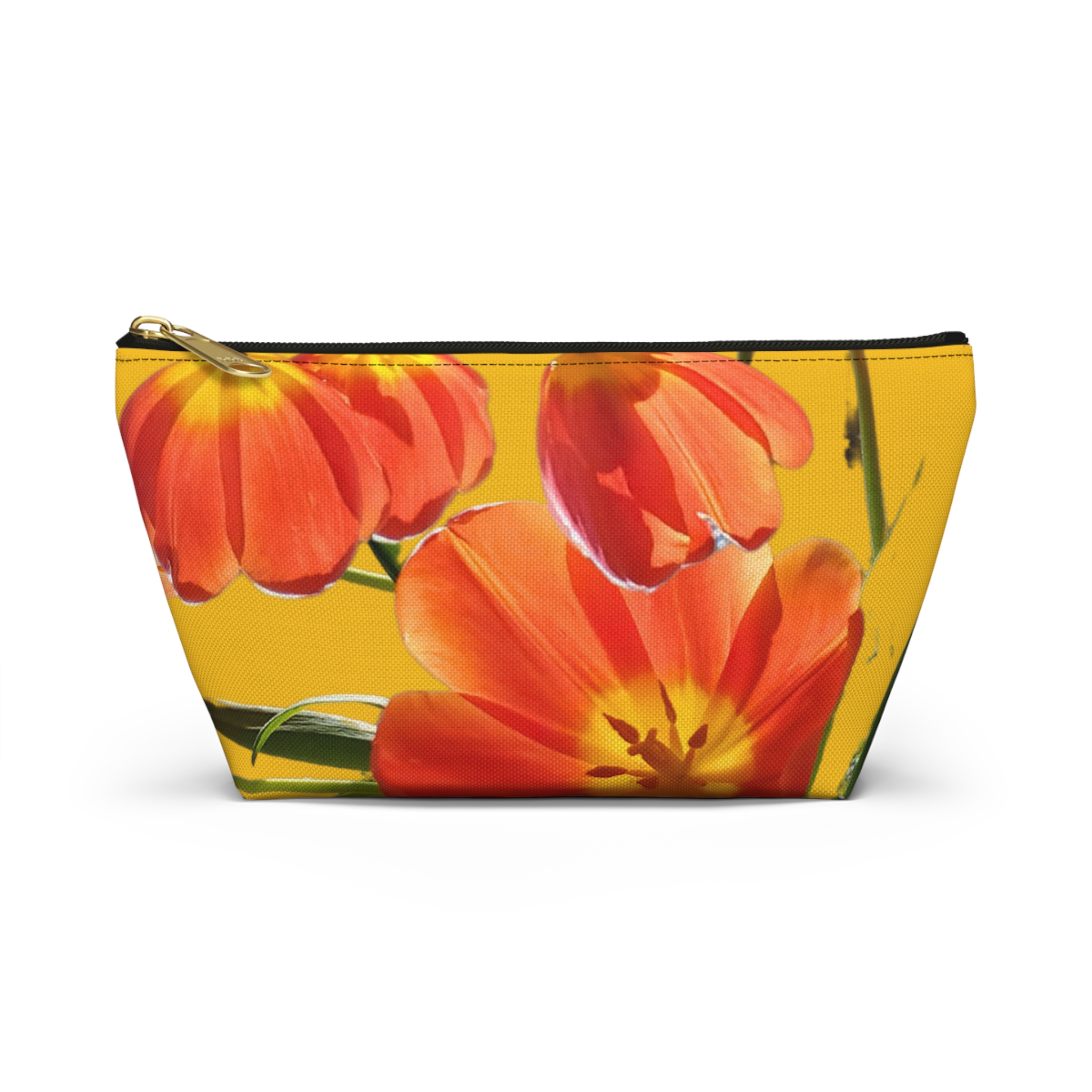 Accessory Pouch w T-bottom Tulips on Yellow - Image 2