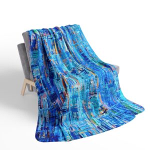 Colorful Fleece Sherpa Blanket - Moody Blues
