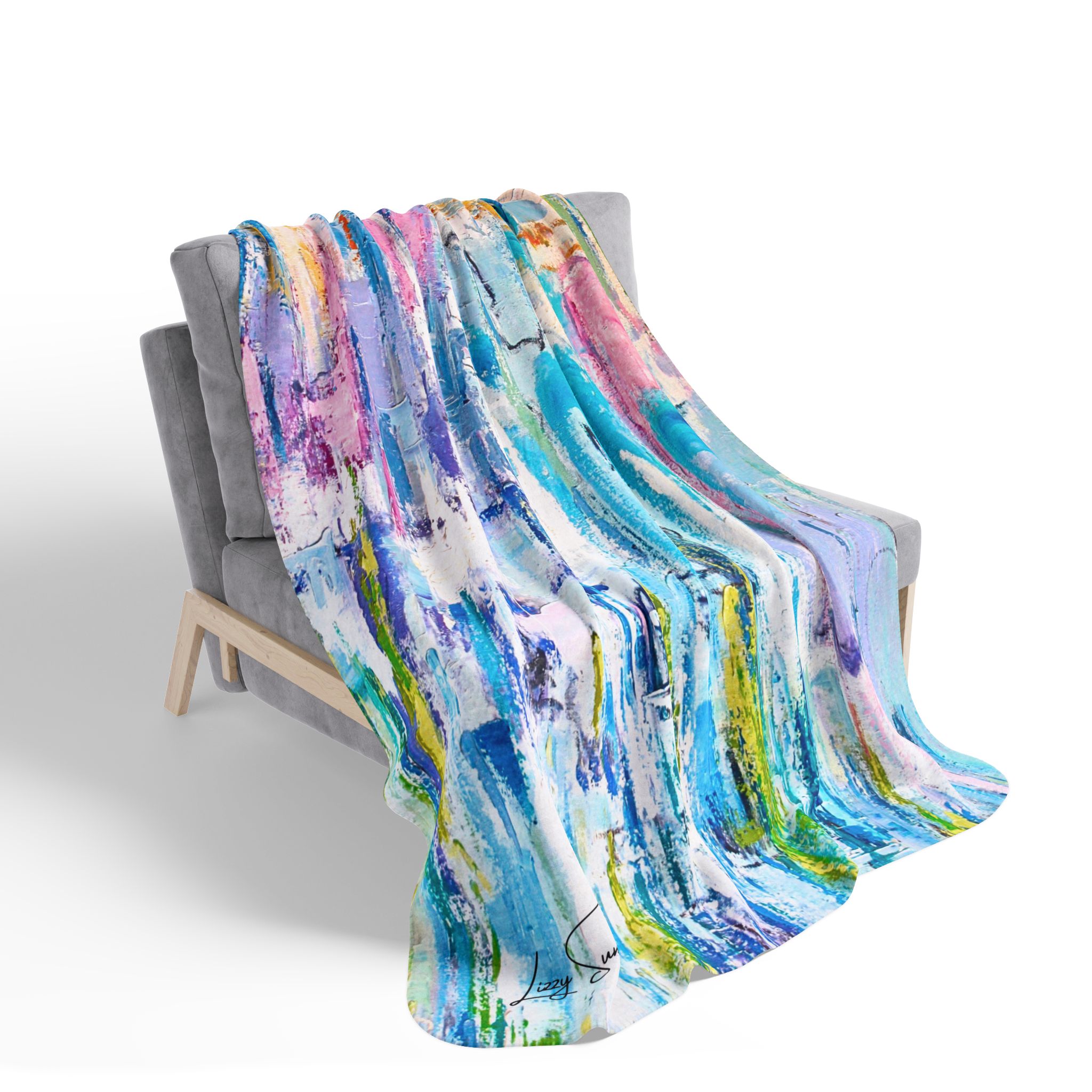 Colorful Fleece Sherpa Blanket - Cool Waters - Image 12