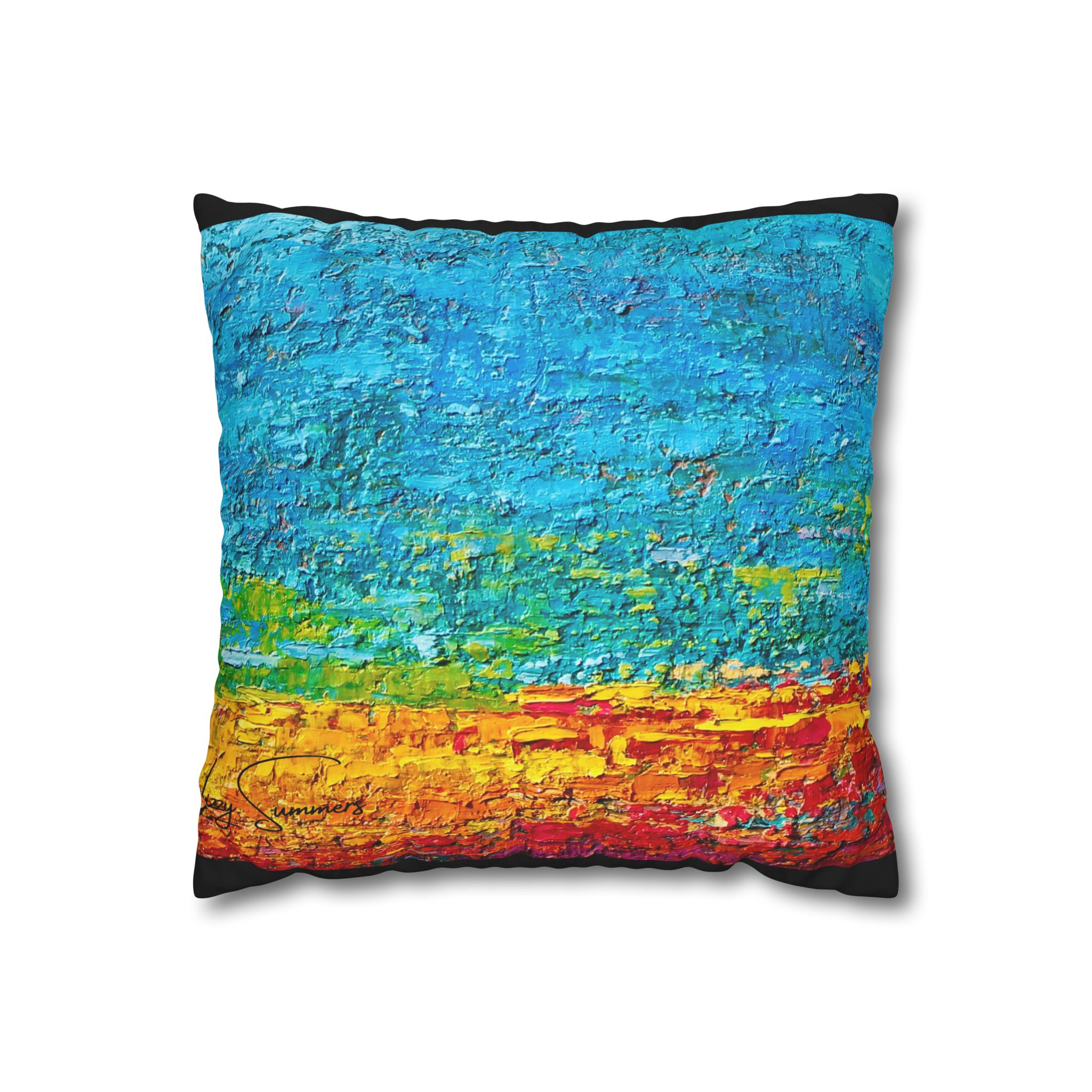 Abstract Canvas Pillowcase —Heavy Texture Painted Sunset - Image 4