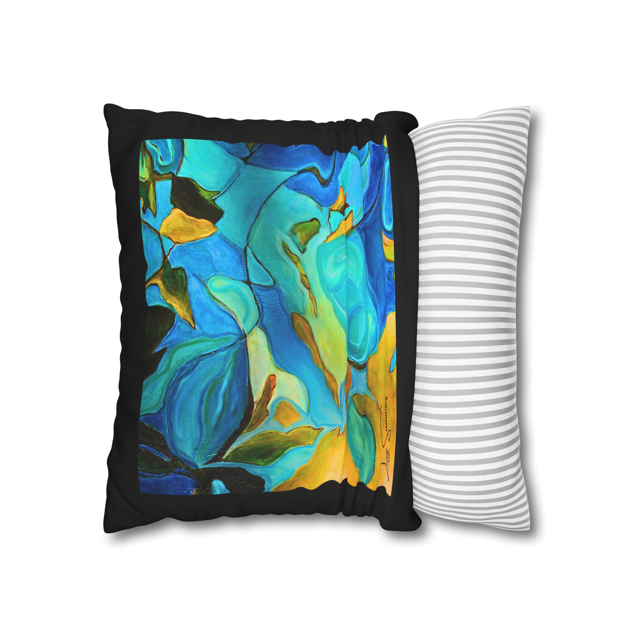 Canvas Pillowcase —River Muse Yellow, Blue and Green - Image 7