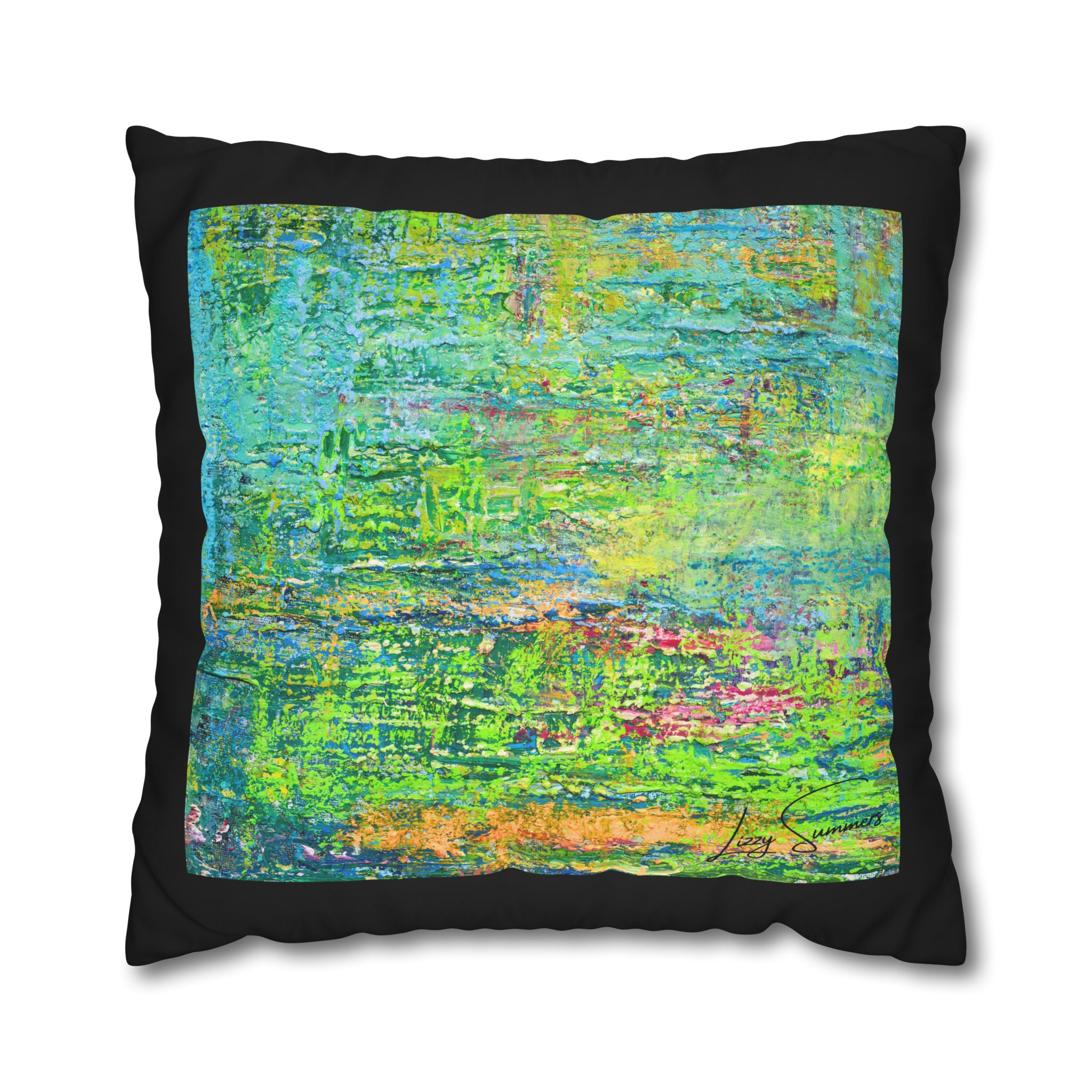 Abstract Canvas Pillowcase — Shimmering Neon Green - Image 25