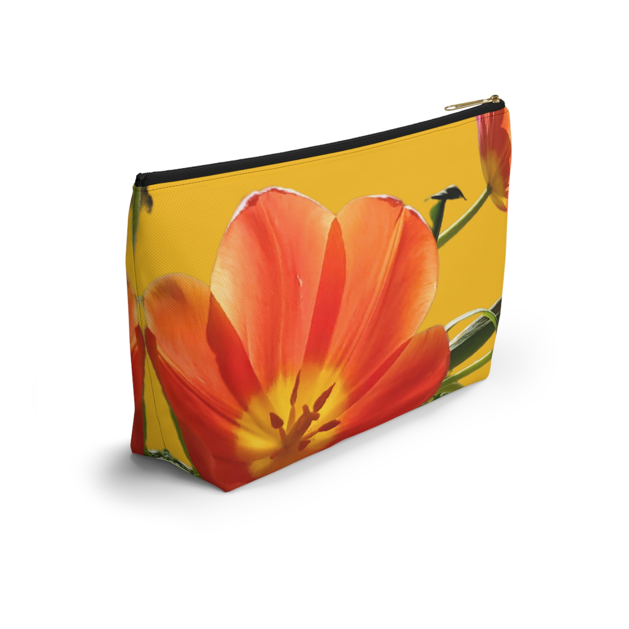 Accessory Pouch w T-bottom Tulips on Yellow - Image 8