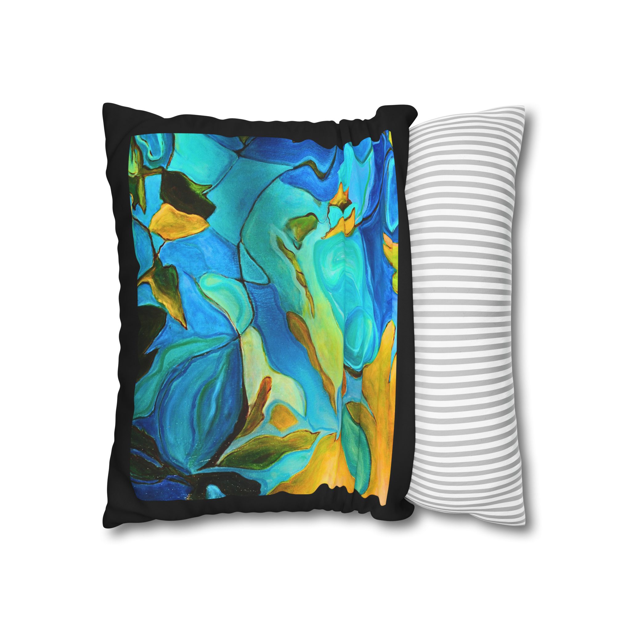 Canvas Pillowcase —River Muse Yellow, Blue and Green - Image 9