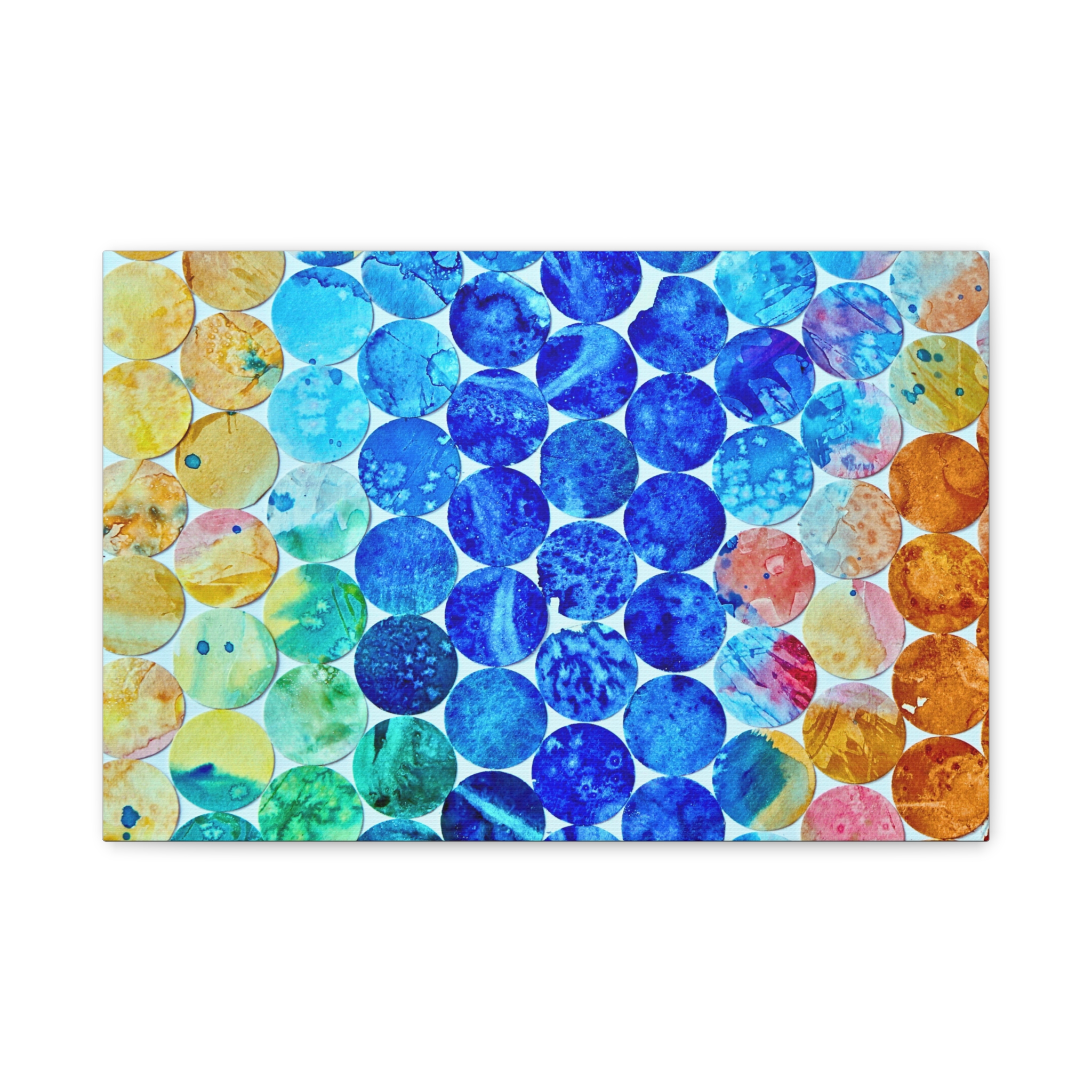 Pops Dots Blue ,Yellow and Oramge Canvas Print-- - Image 2