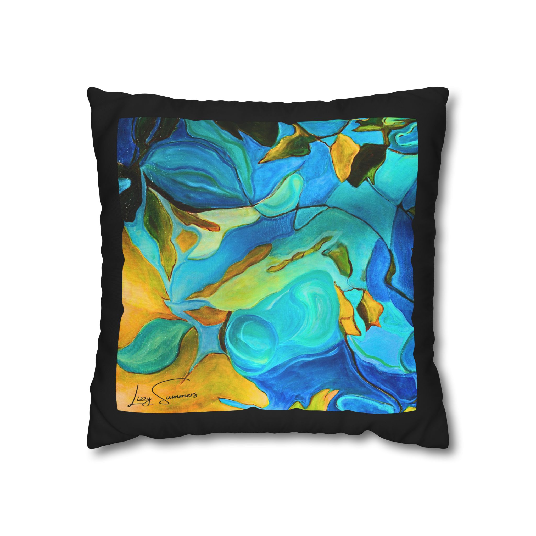 Canvas Pillowcase —River Muse Yellow, Blue and Green - Image 10