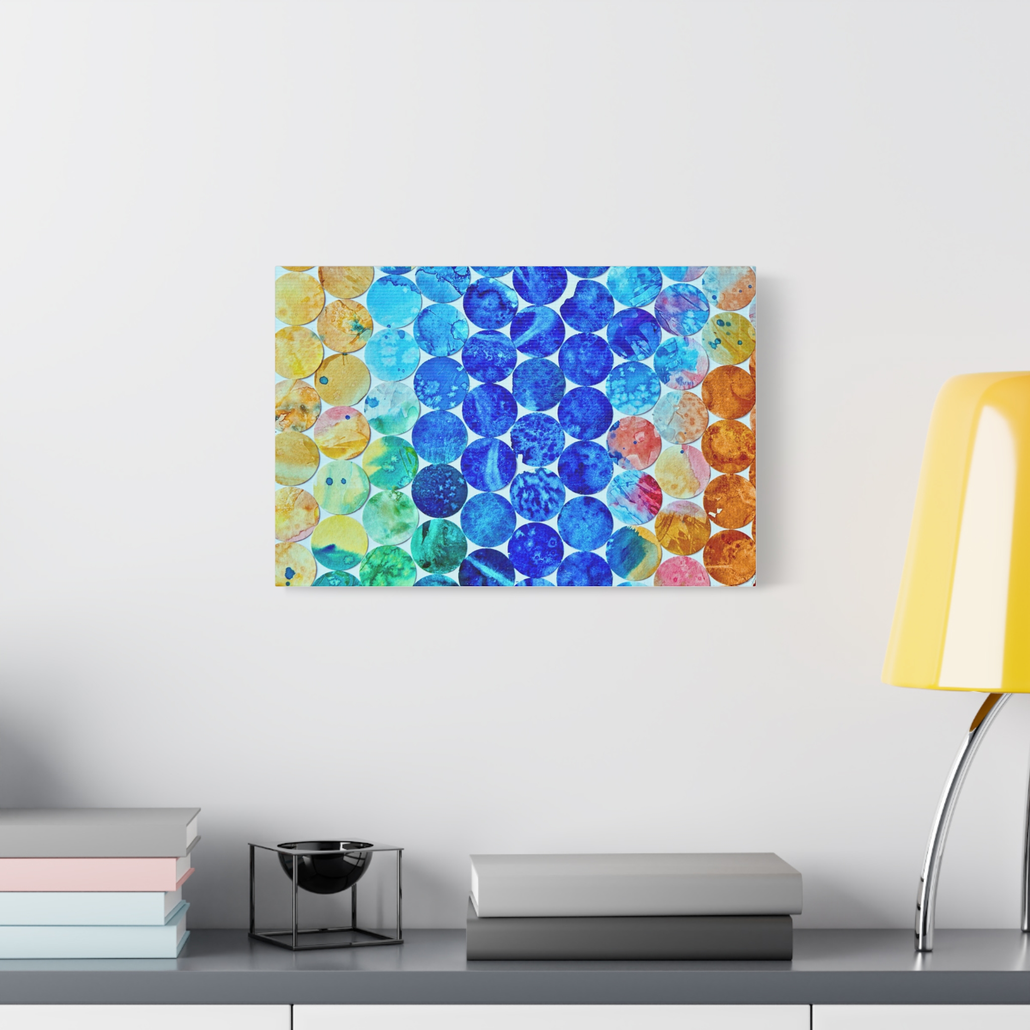 Pops Dots Blue ,Yellow and Oramge Canvas Print--
