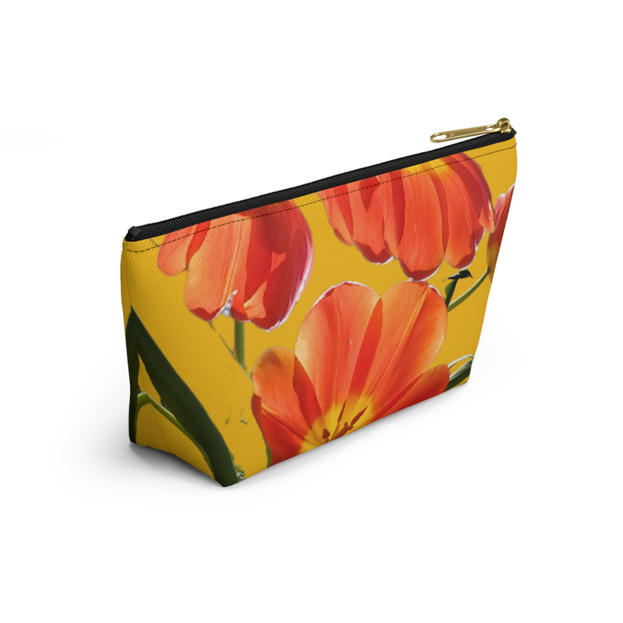 Accessory Pouch w T-bottom Tulips on Yellow - Image 4