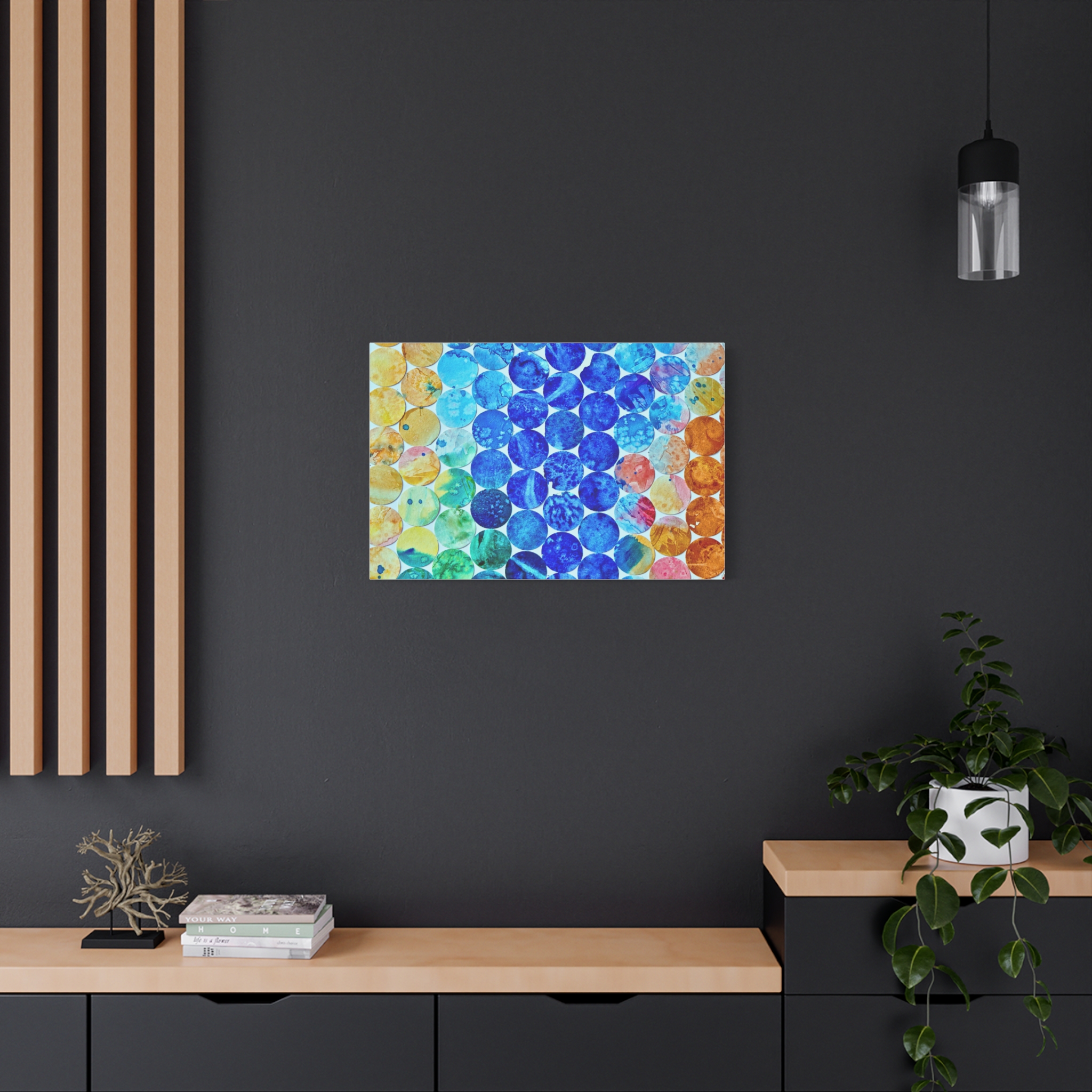 Pops Dots Blue ,Yellow and Oramge Canvas Print-- - Image 12