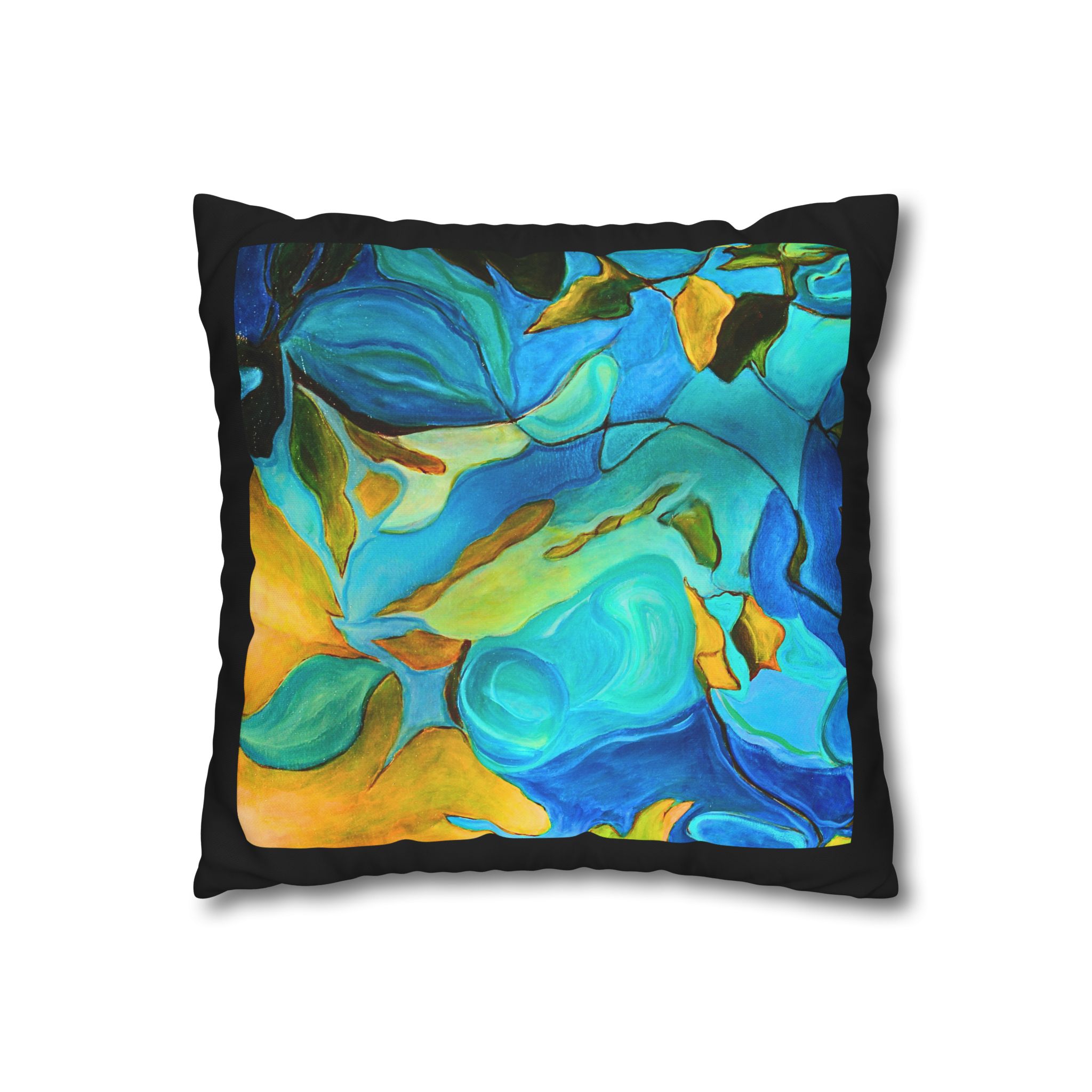 Canvas Pillowcase —River Muse Yellow, Blue and Green