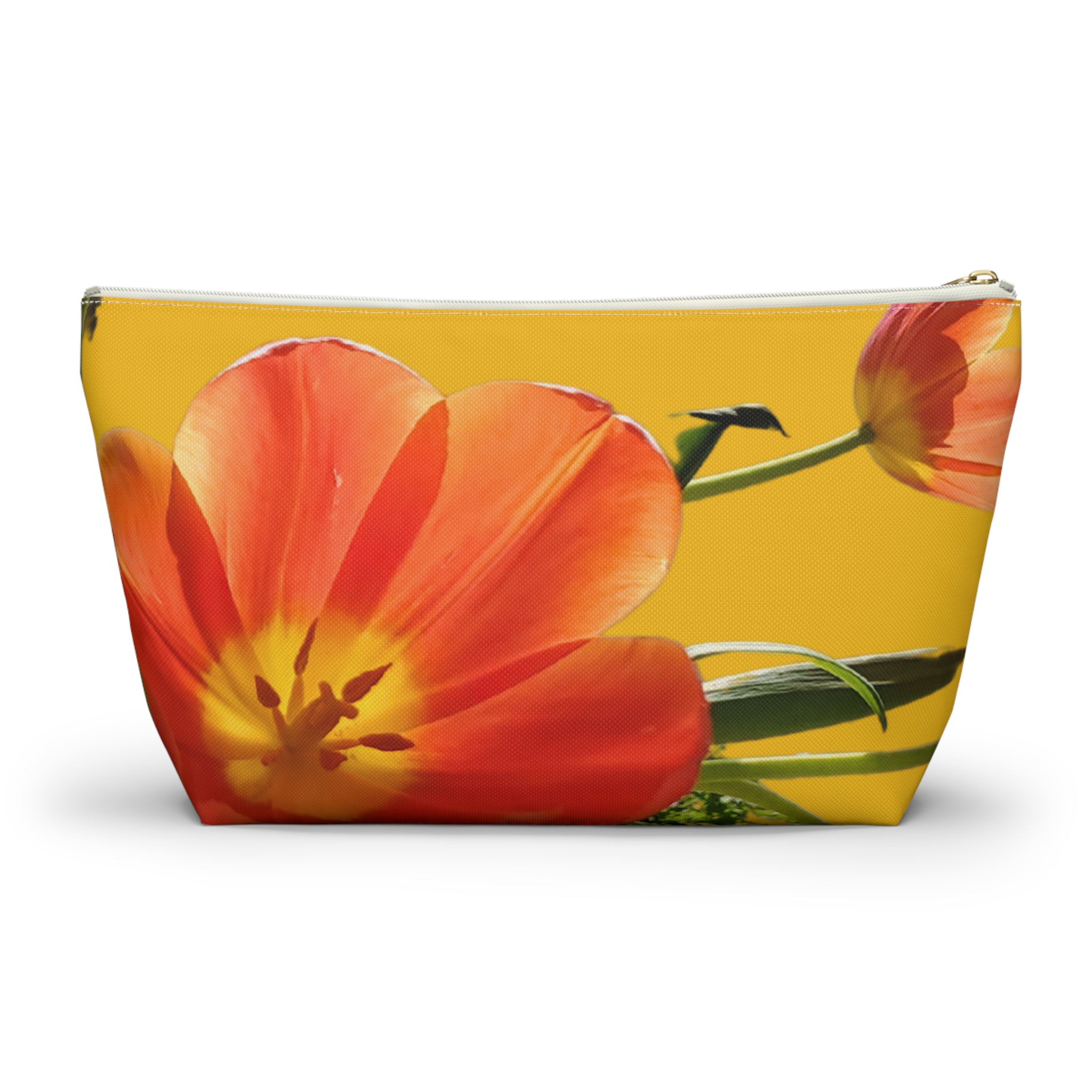 Accessory Pouch w T-bottom Tulips on Yellow - Image 10