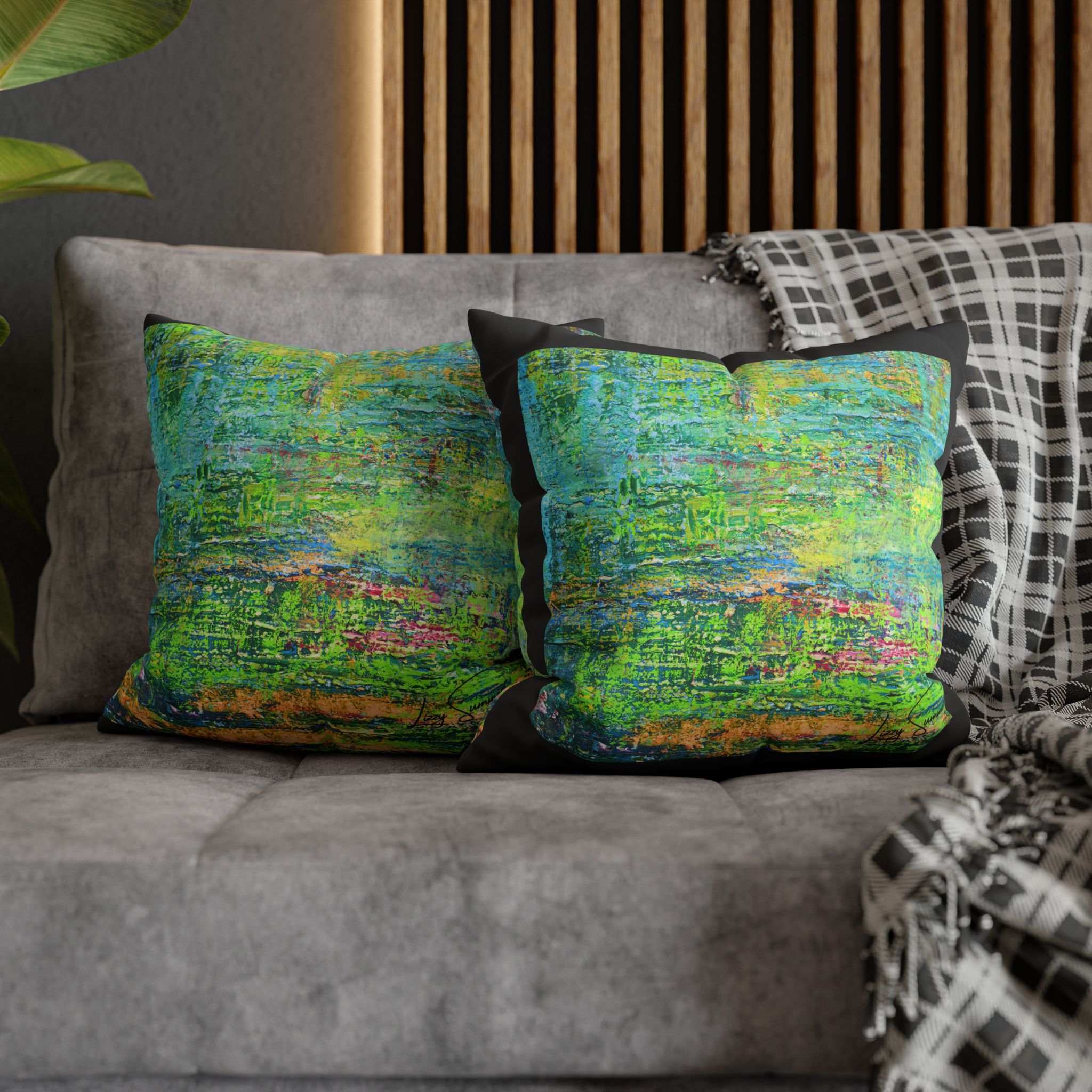 Abstract Canvas Pillowcase — Shimmering Neon Green - Image 6