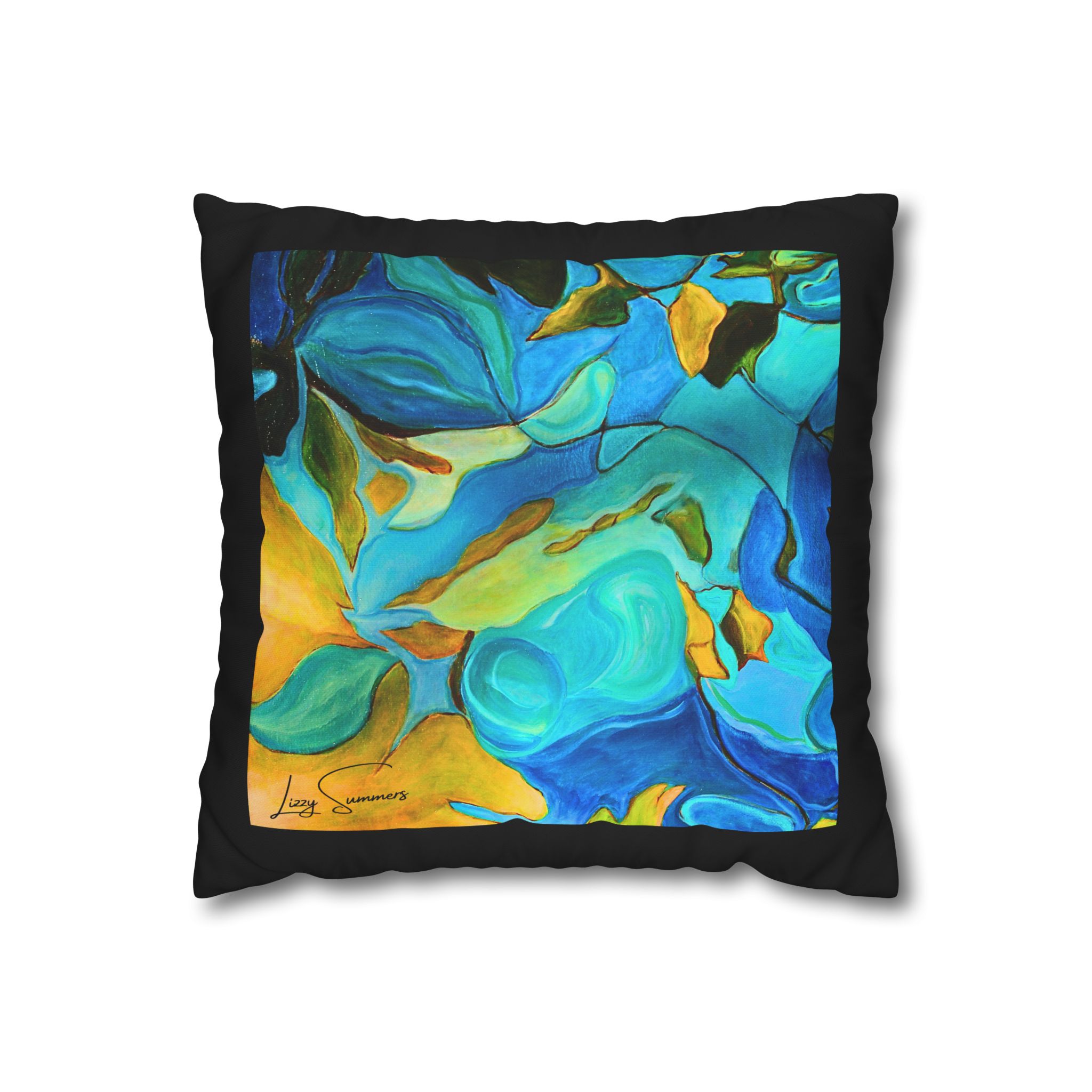 Canvas Pillowcase —River Muse Yellow, Blue and Green - Image 4
