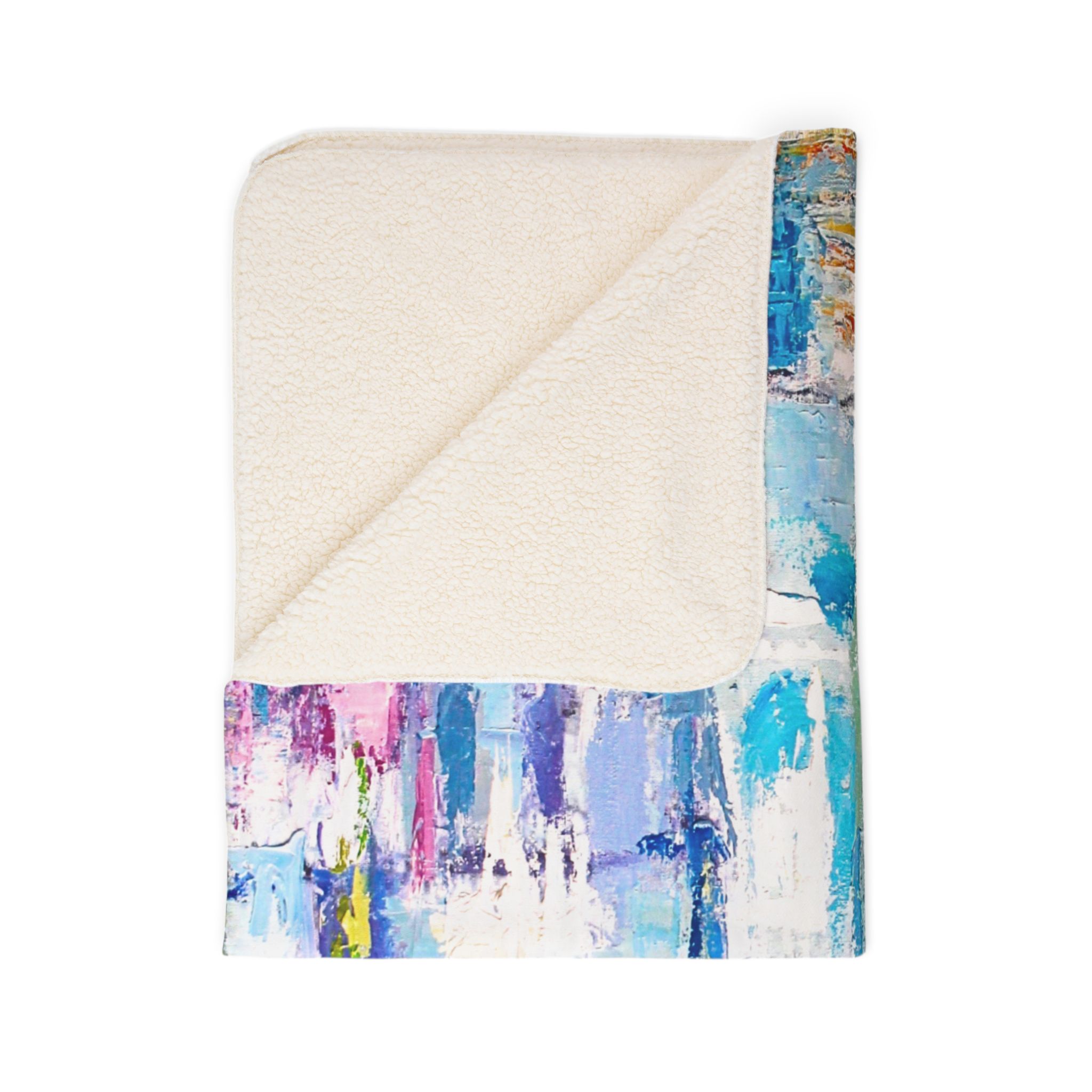 Colorful Fleece Sherpa Blanket - Cool Waters - Image 10