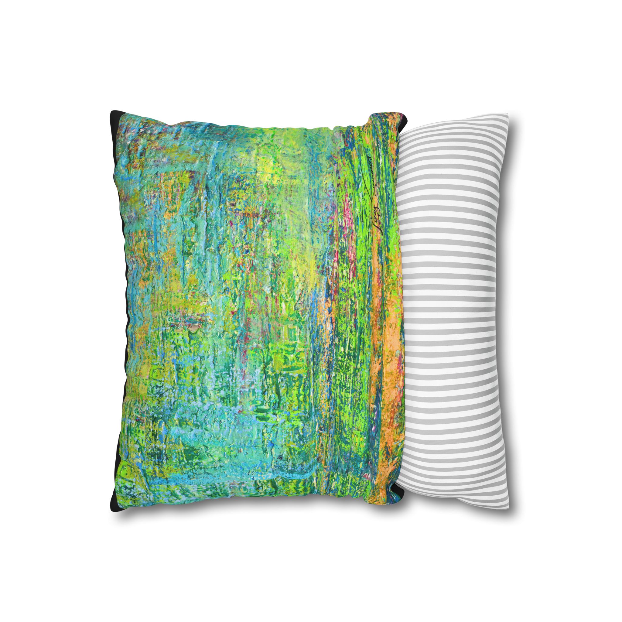 Abstract Canvas Pillowcase — Shimmering Neon Green - Image 3