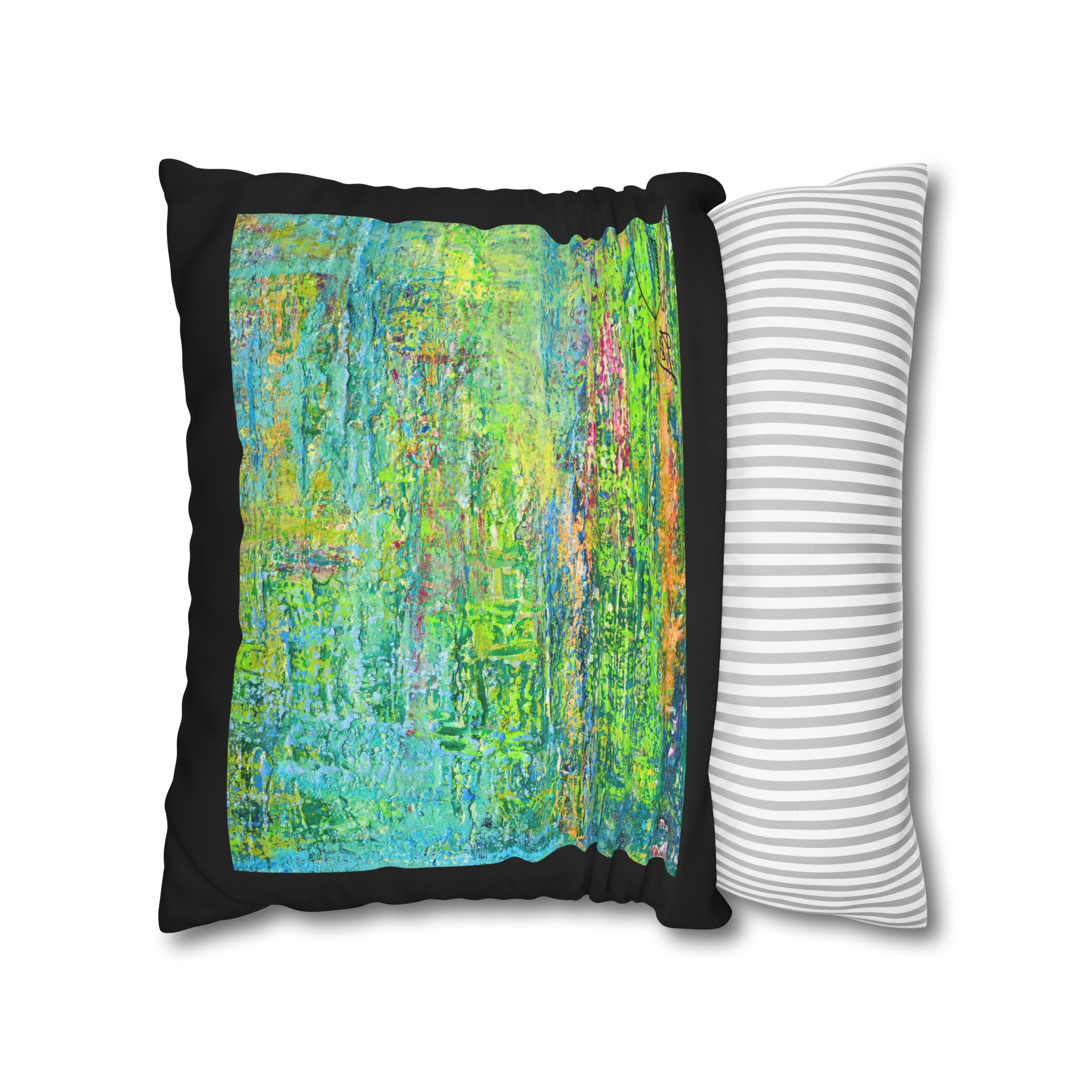 Abstract Canvas Pillowcase — Shimmering Neon Green - Image 12