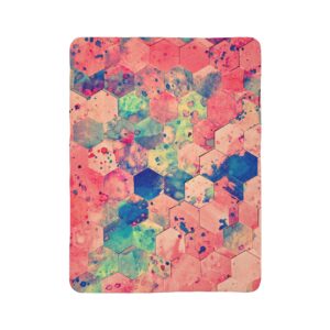 Colorful Fleece Sherpa Blanket - Paper dots mostly Pink with a Splash of Neon Green