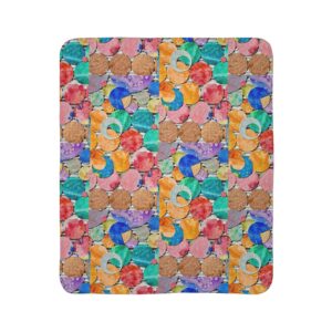 Colorful Fleece Sherpa Blanket - Cozy Vibrant  Many many circles Pattern