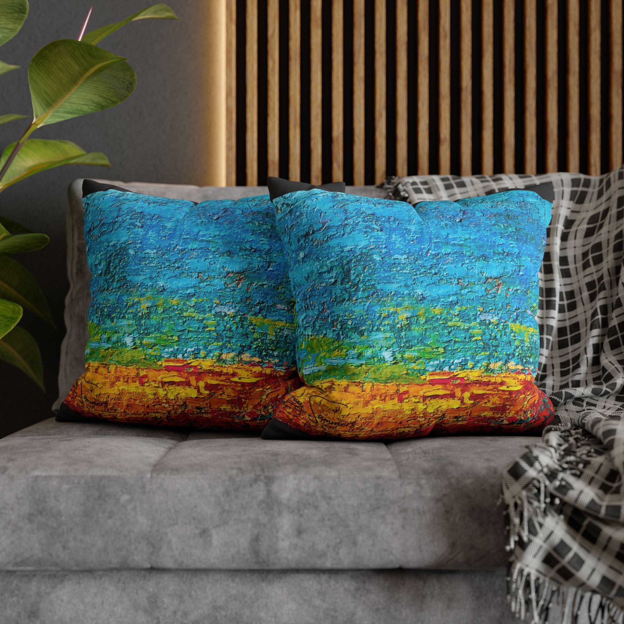 Abstract Canvas Pillowcase —Heavy Texture Painted Sunset - Image 16