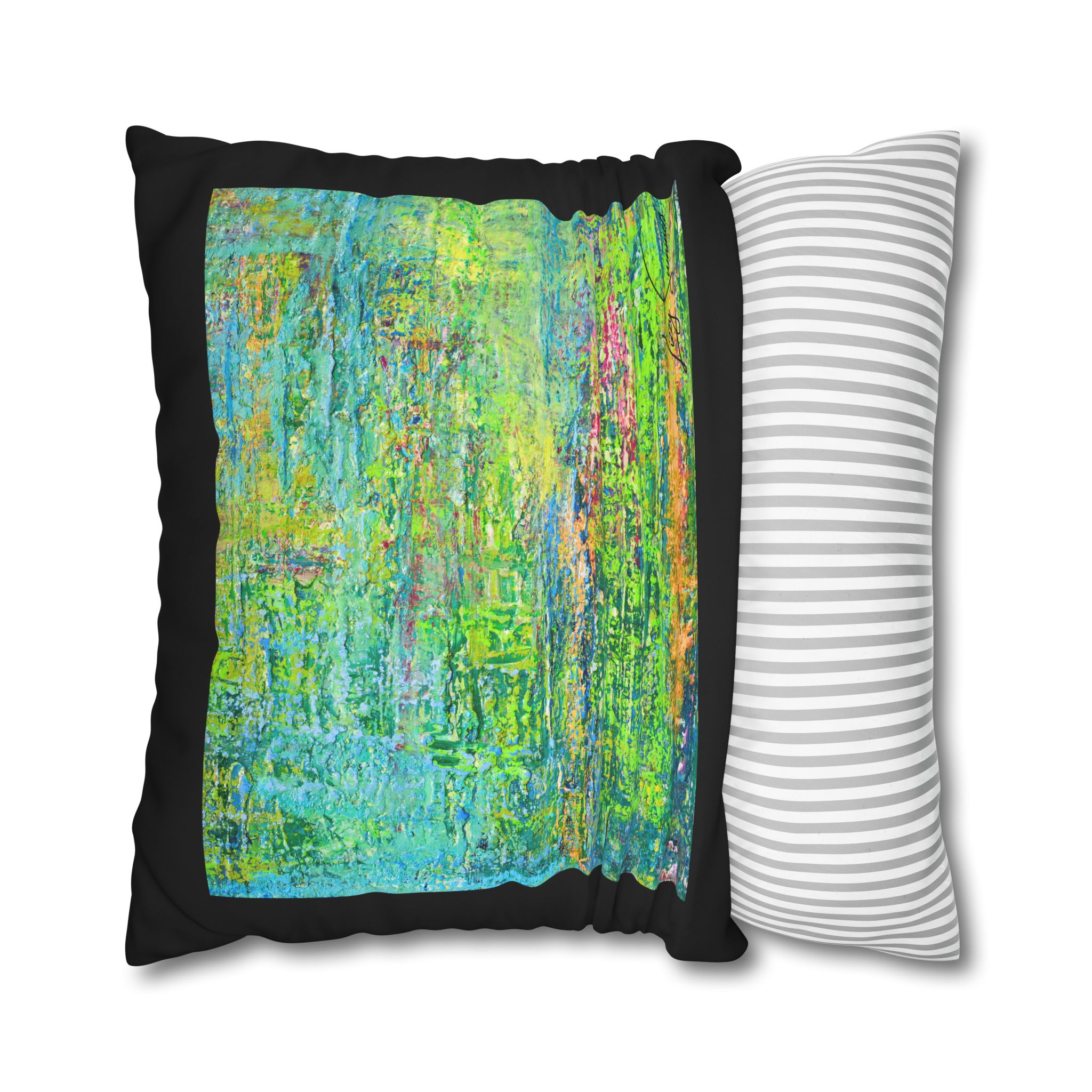 Abstract Canvas Pillowcase — Shimmering Neon Green - Image 22