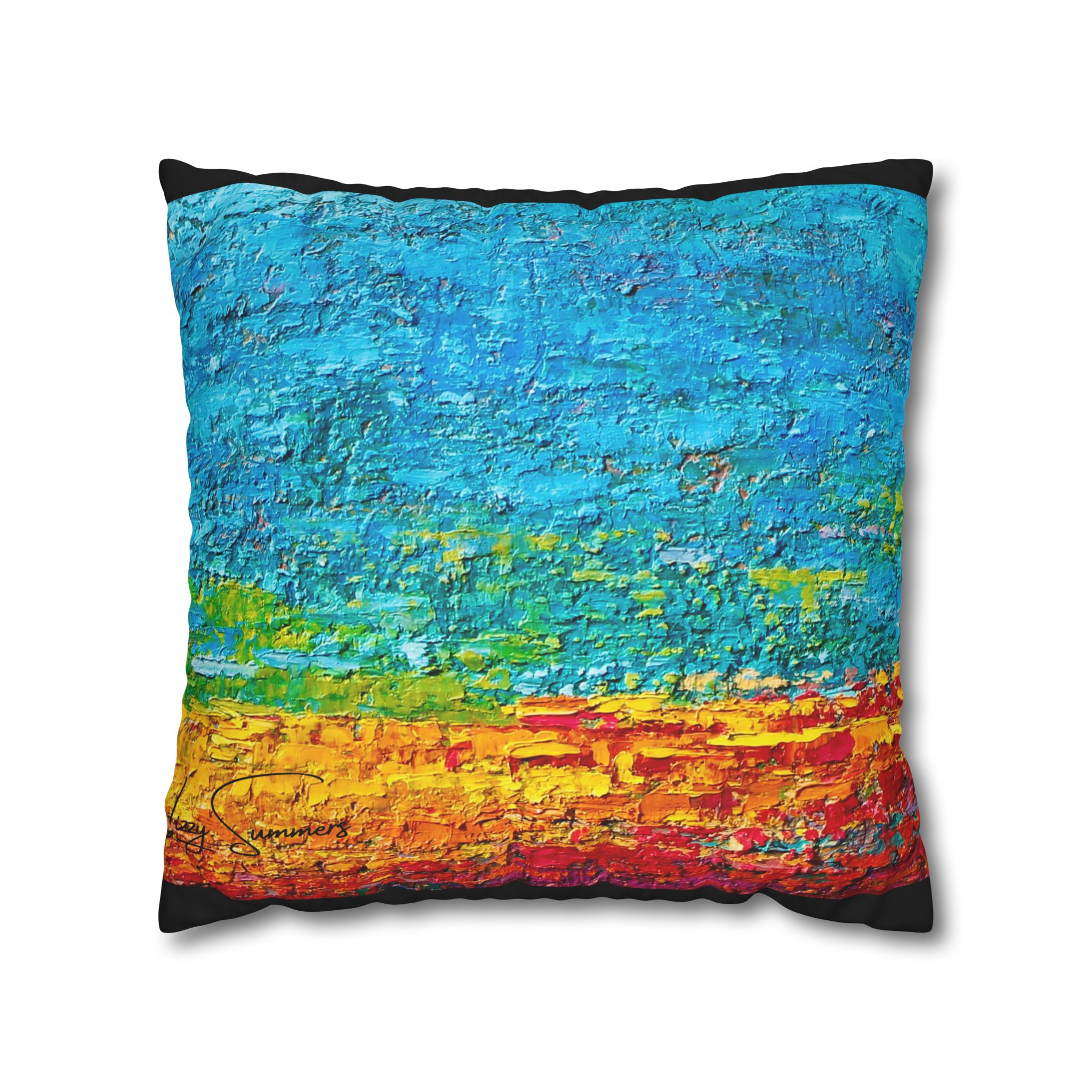 Abstract Canvas Pillowcase —Heavy Texture Painted Sunset - Image 15