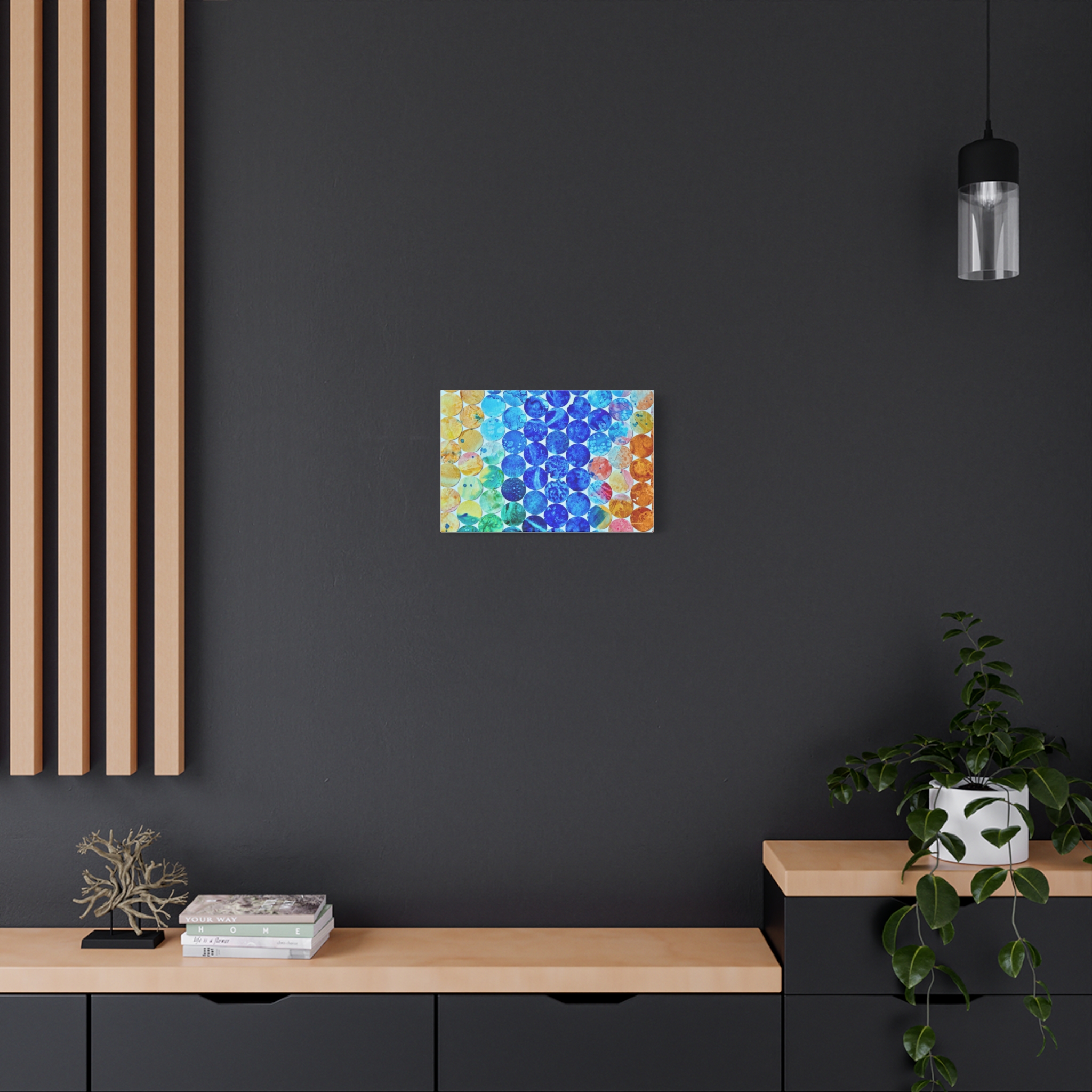 Pops Dots Blue ,Yellow and Oramge Canvas Print-- - Image 4