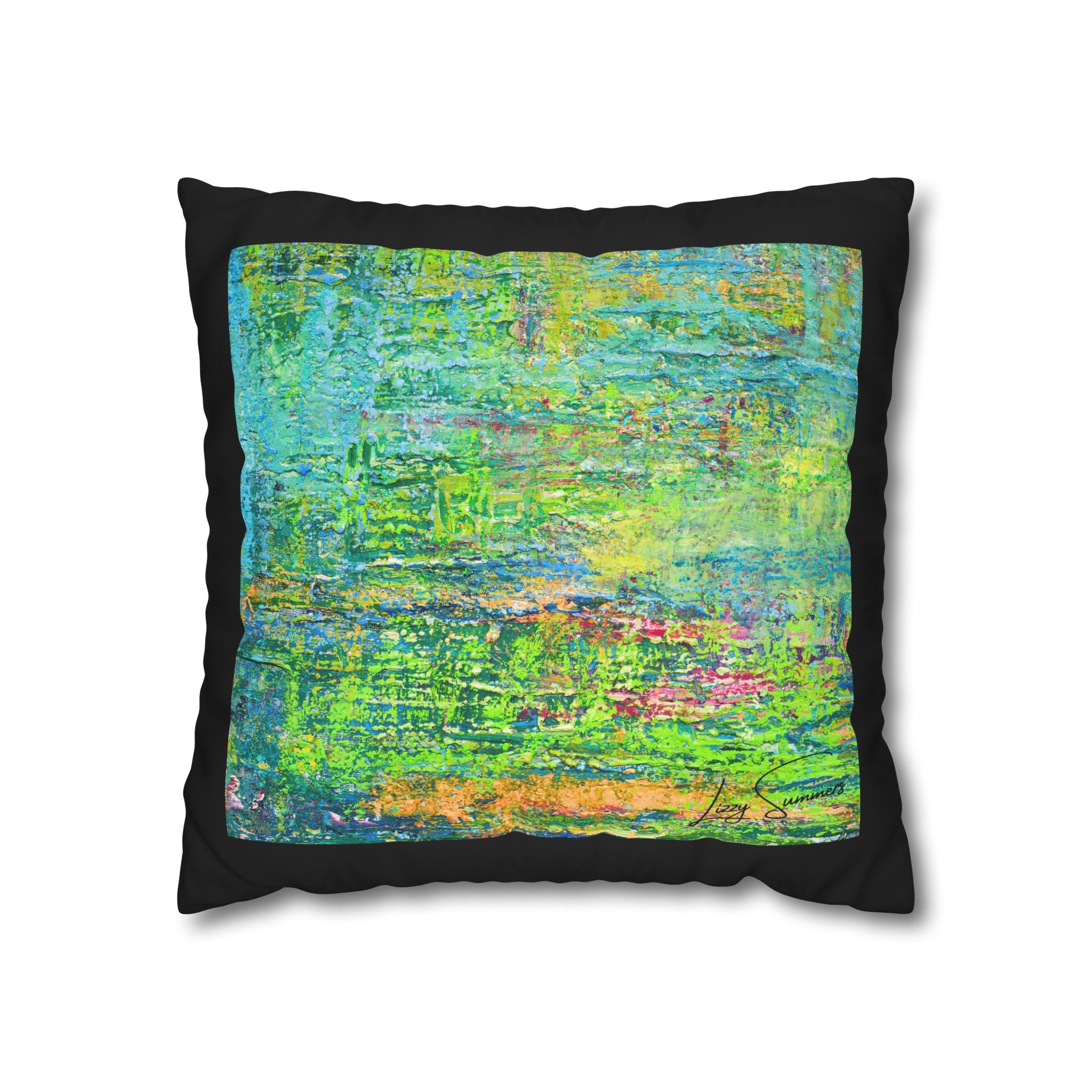 Abstract Canvas Pillowcase — Shimmering Neon Green - Image 10