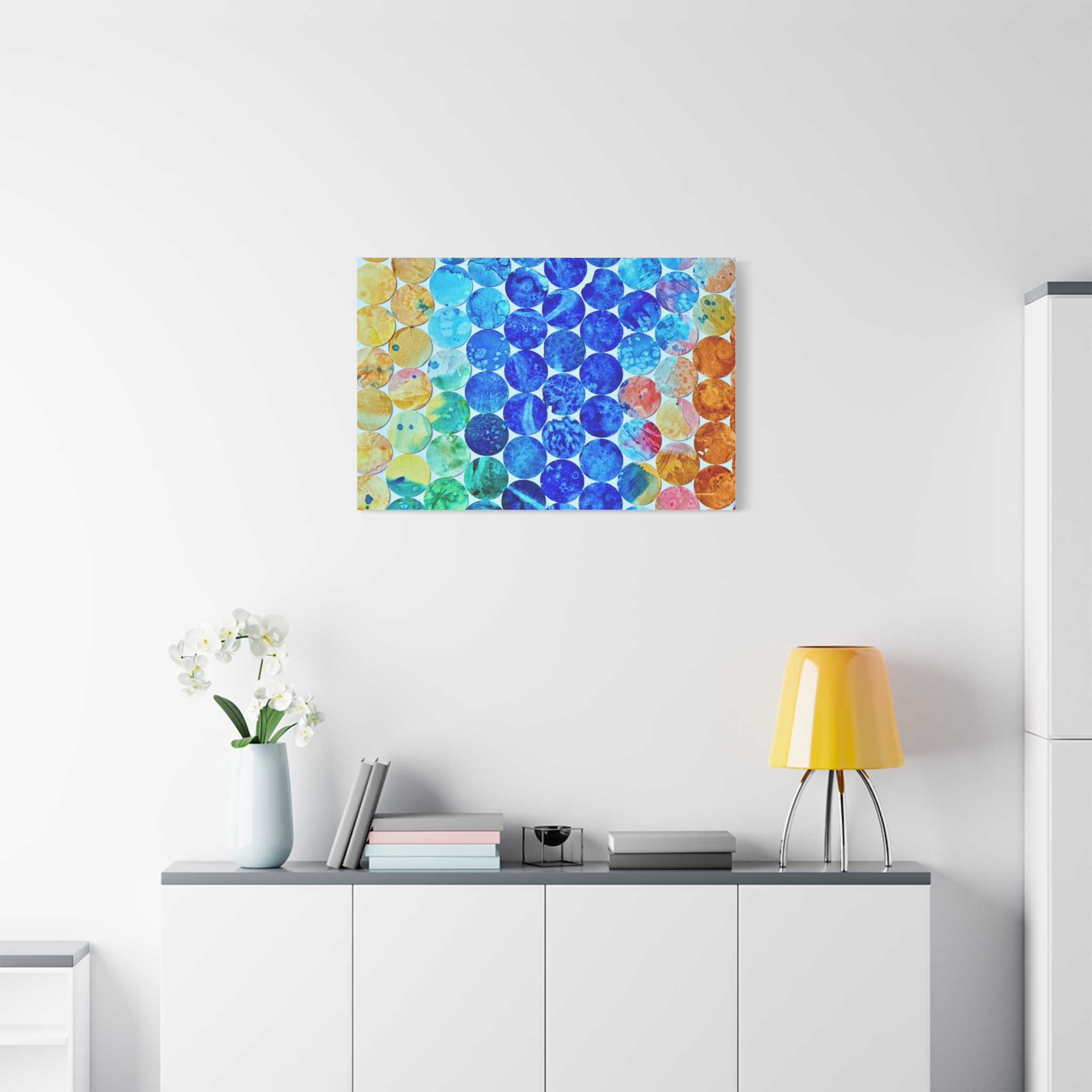 Pops Dots Blue ,Yellow and Oramge Canvas Print-- - Image 15