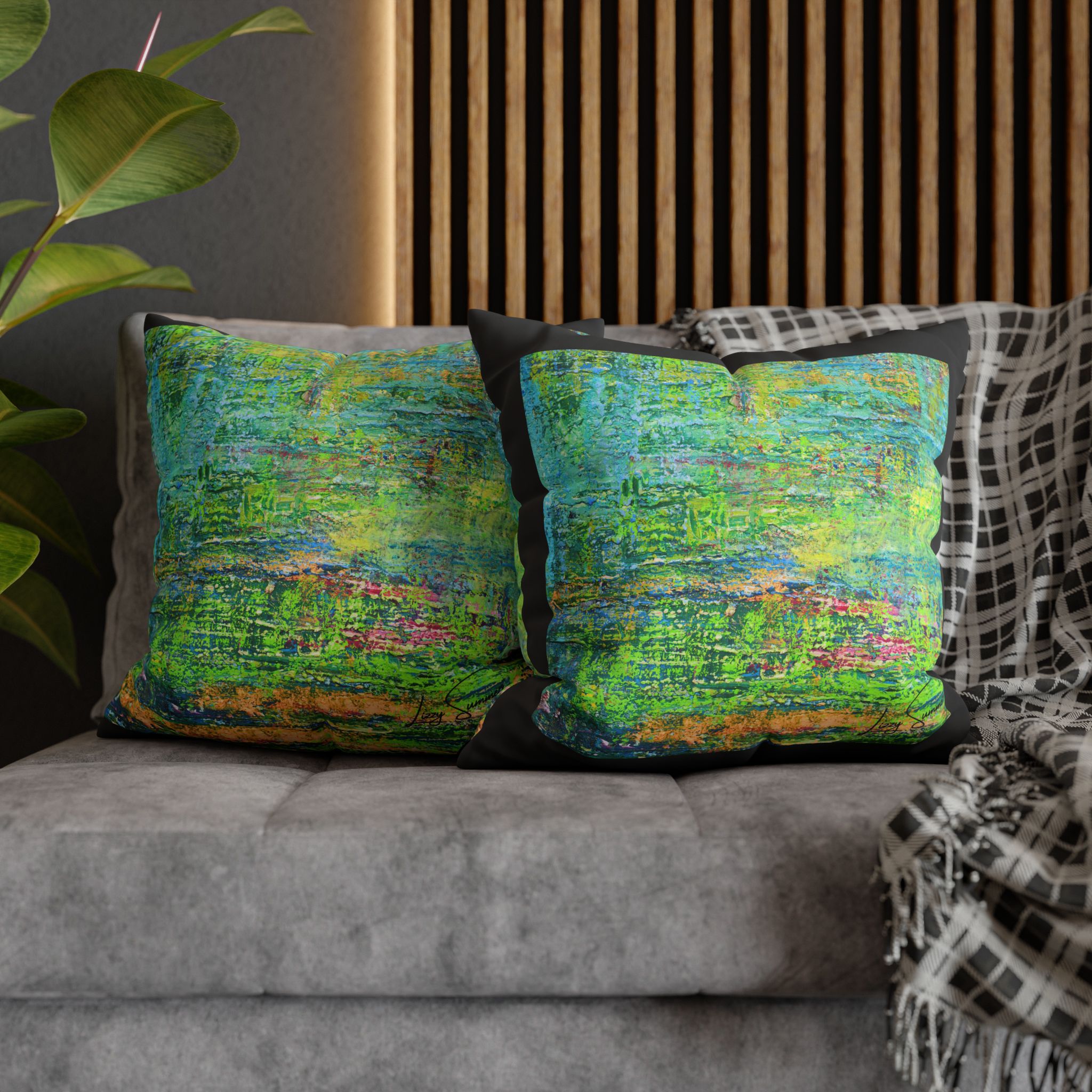 Abstract Canvas Pillowcase — Shimmering Neon Green - Image 16