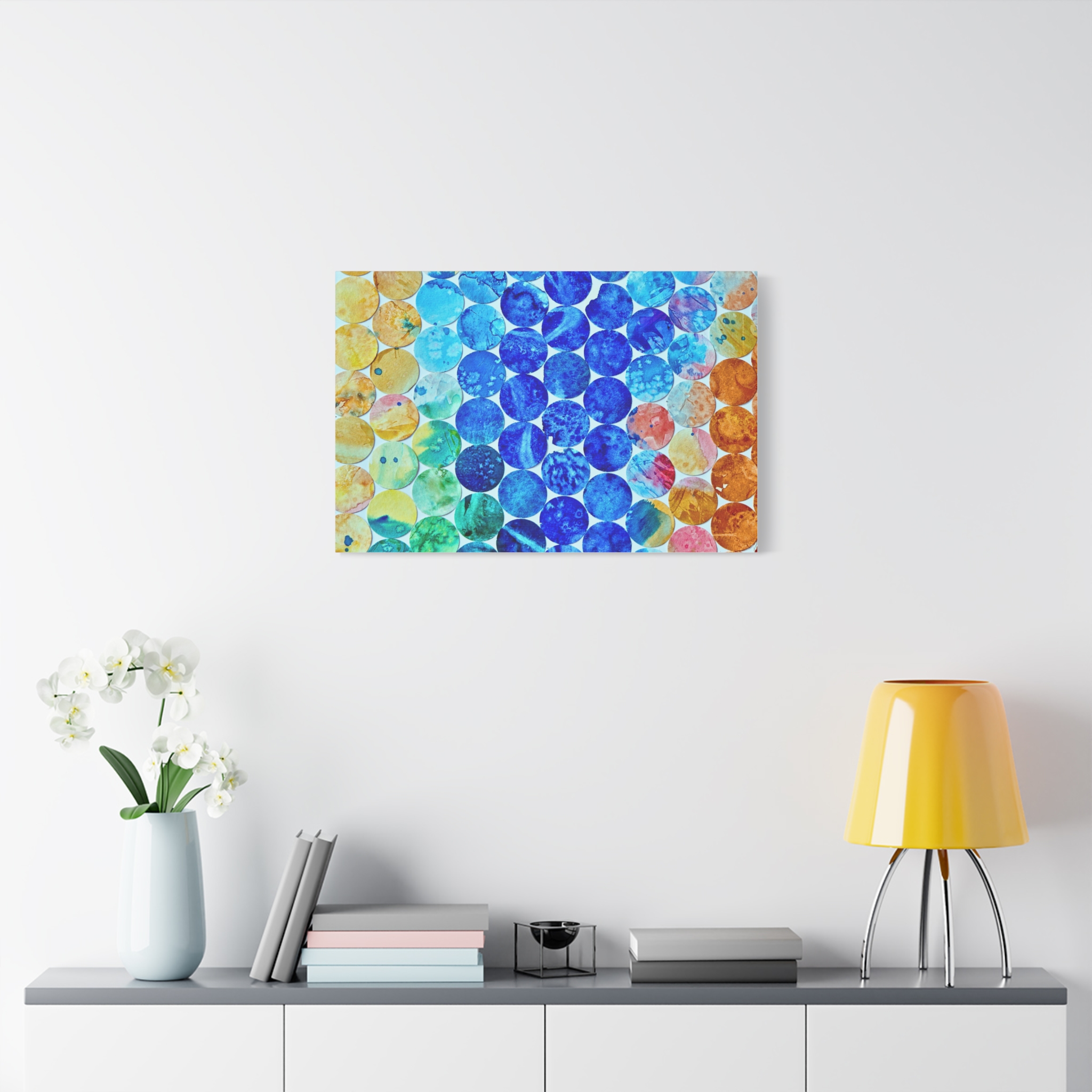 Pops Dots Blue ,Yellow and Oramge Canvas Print-- - Image 11