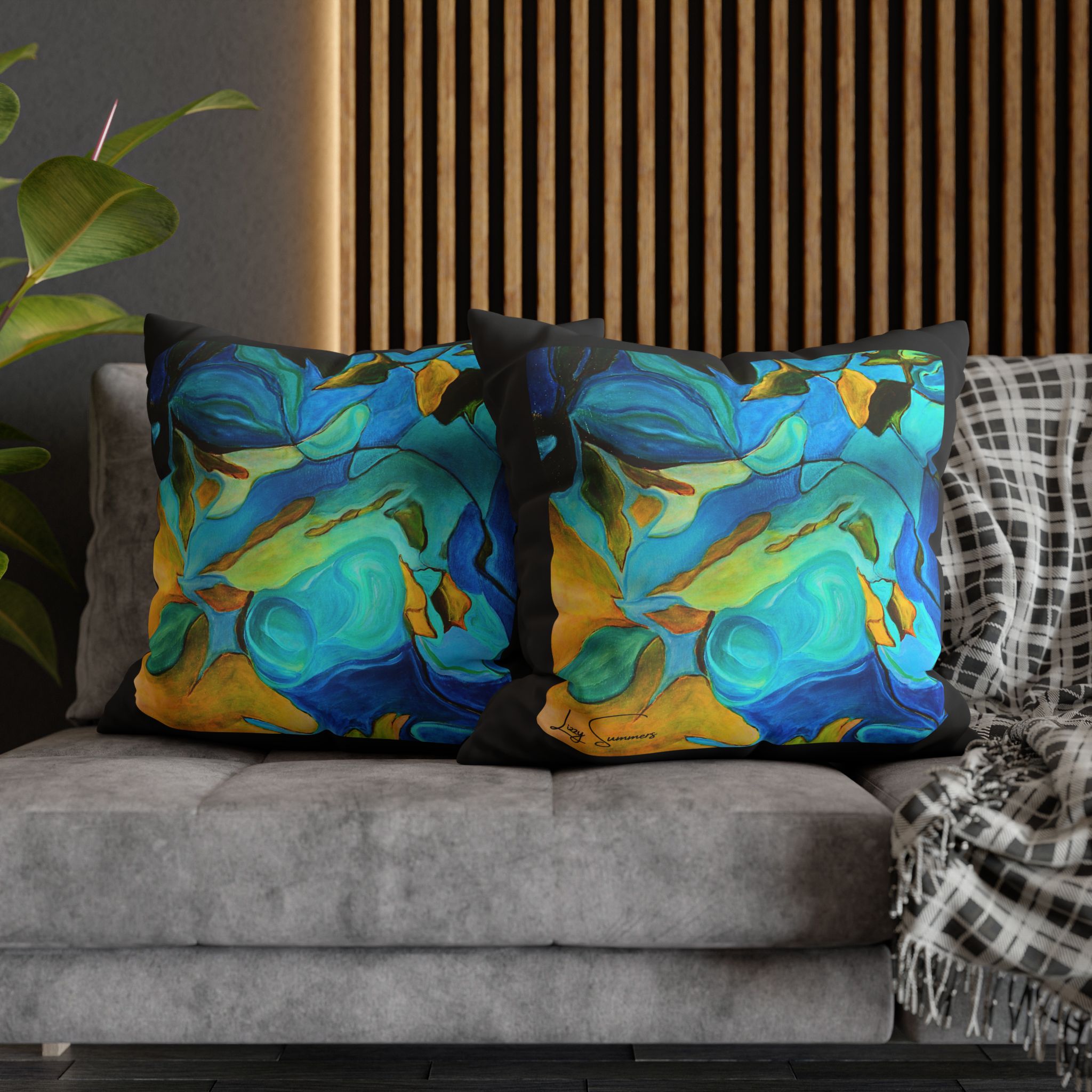 Canvas Pillowcase —River Muse Yellow, Blue and Green - Image 21