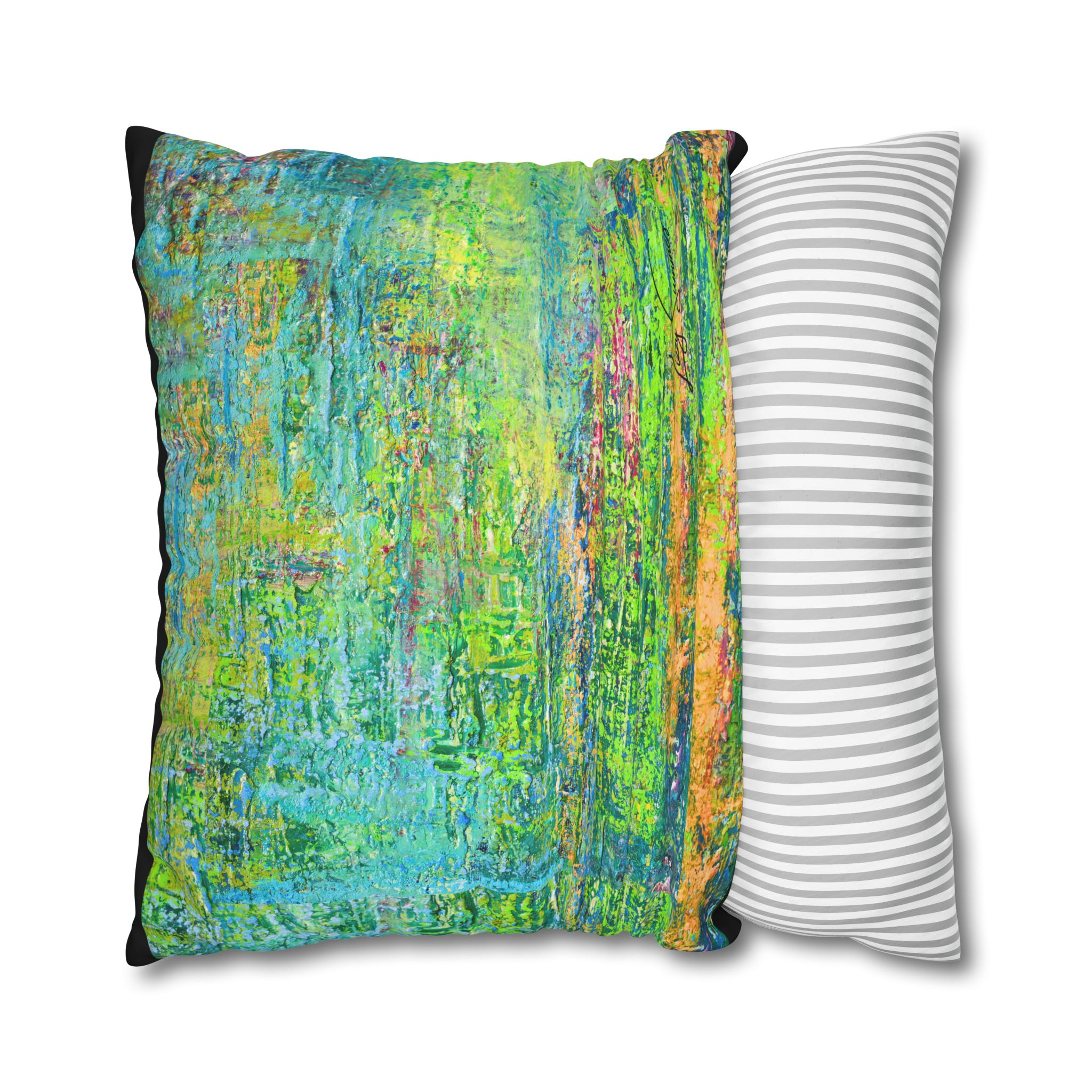 Abstract Canvas Pillowcase — Shimmering Neon Green - Image 24