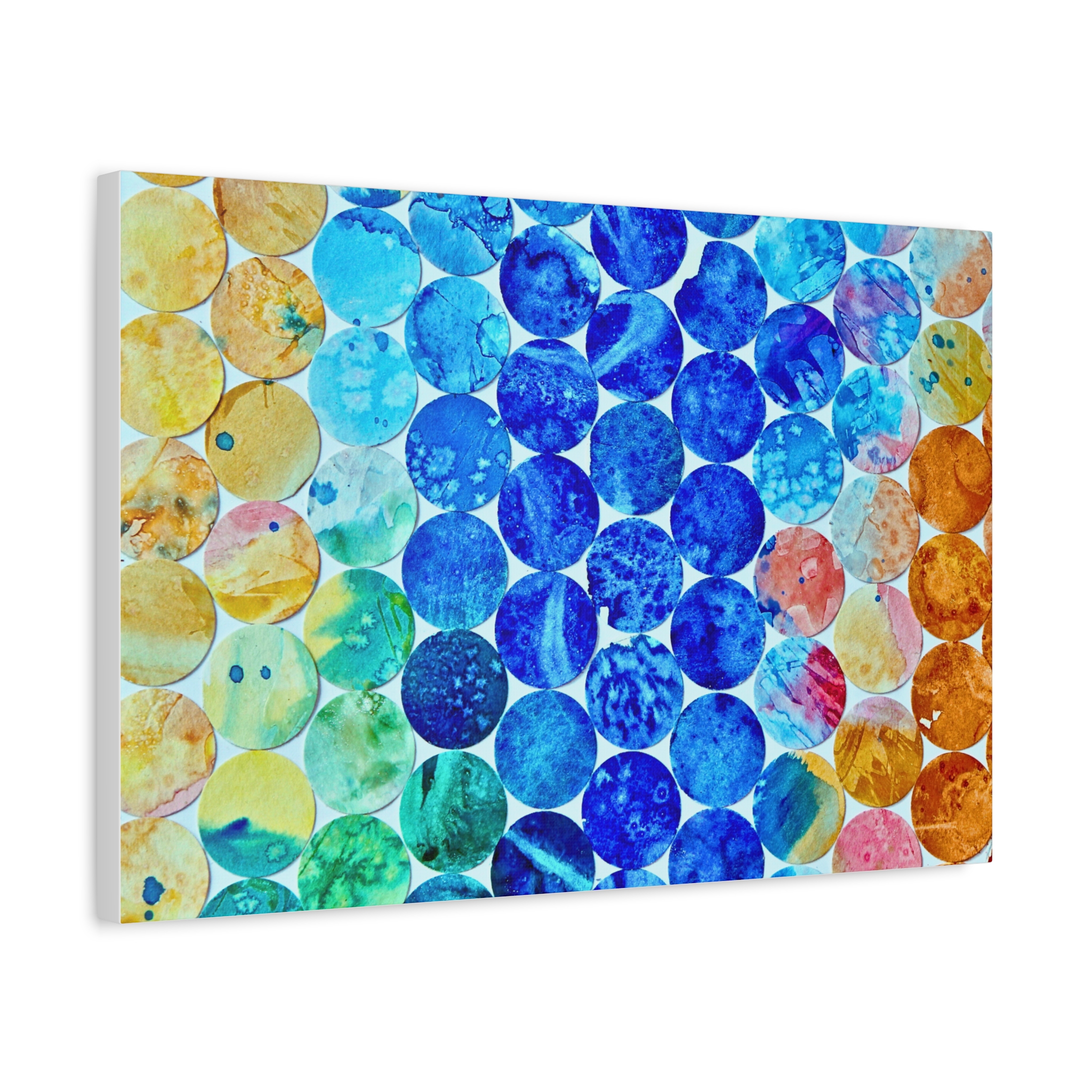 Pops Dots Blue ,Yellow and Oramge Canvas Print-- - Image 6