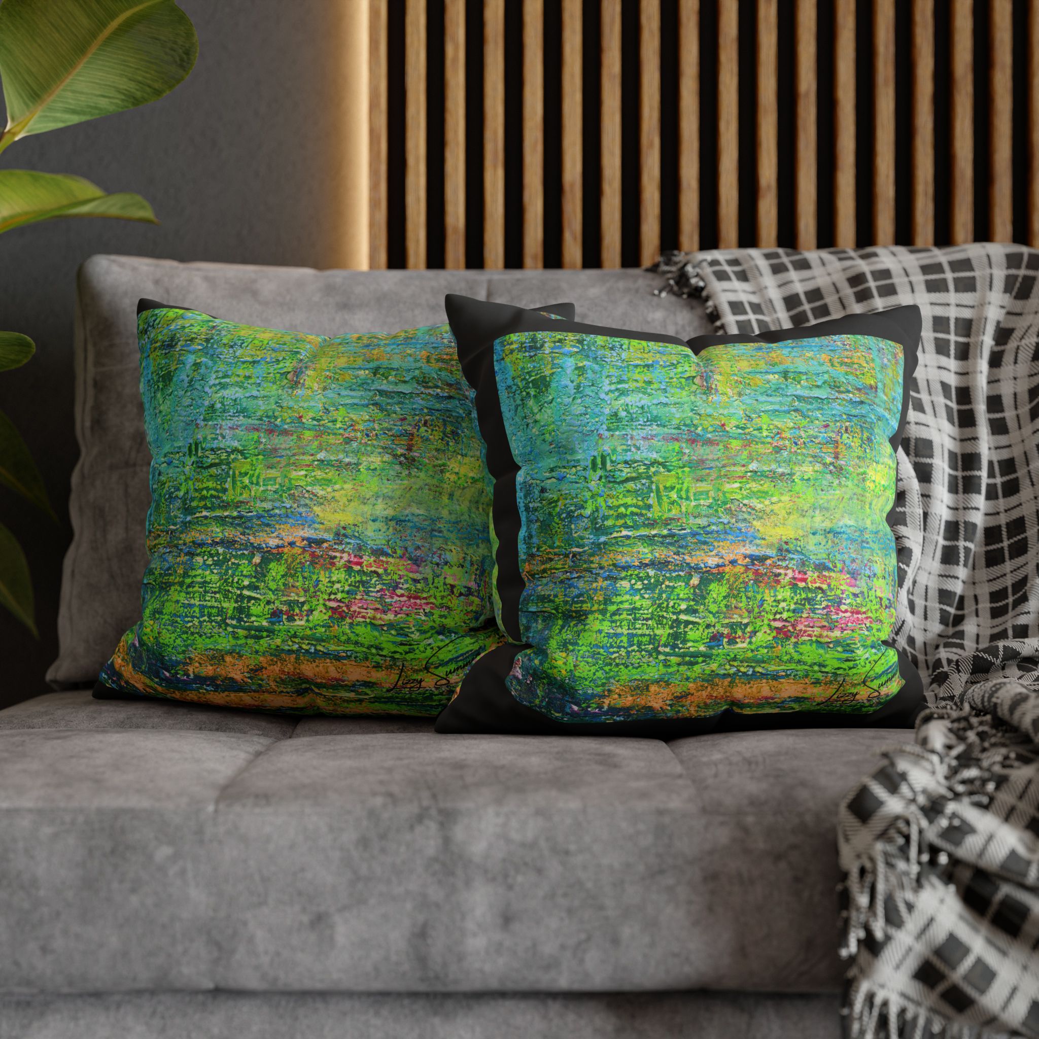 Abstract Canvas Pillowcase — Shimmering Neon Green - Image 11