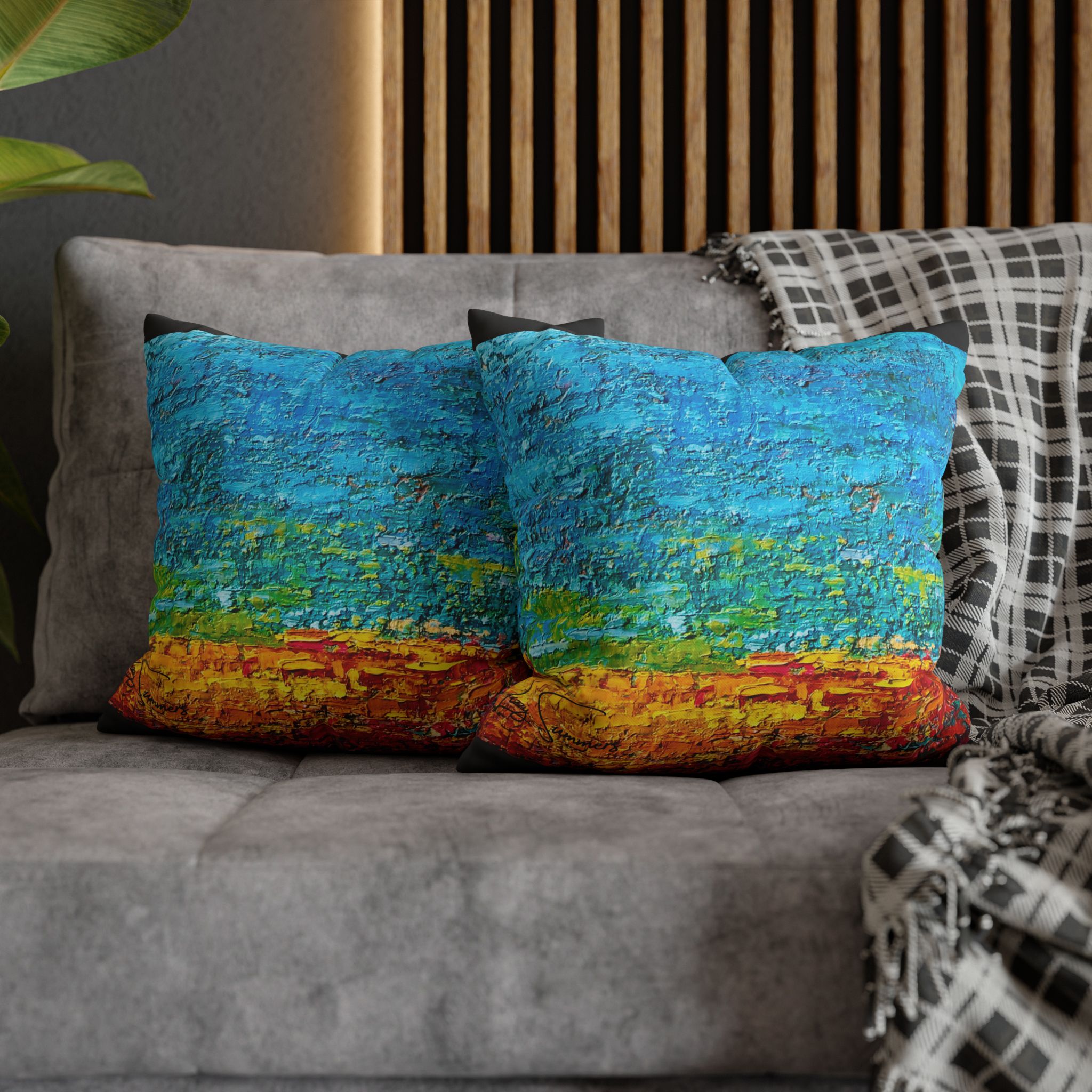 Abstract Canvas Pillowcase —Heavy Texture Painted Sunset - Image 6