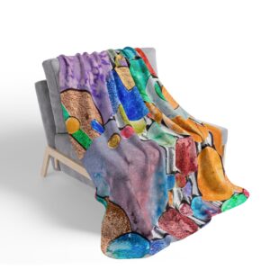 Colorful Fleece Sherpa Blanket - Multicolor Close-up Paper Dot Art