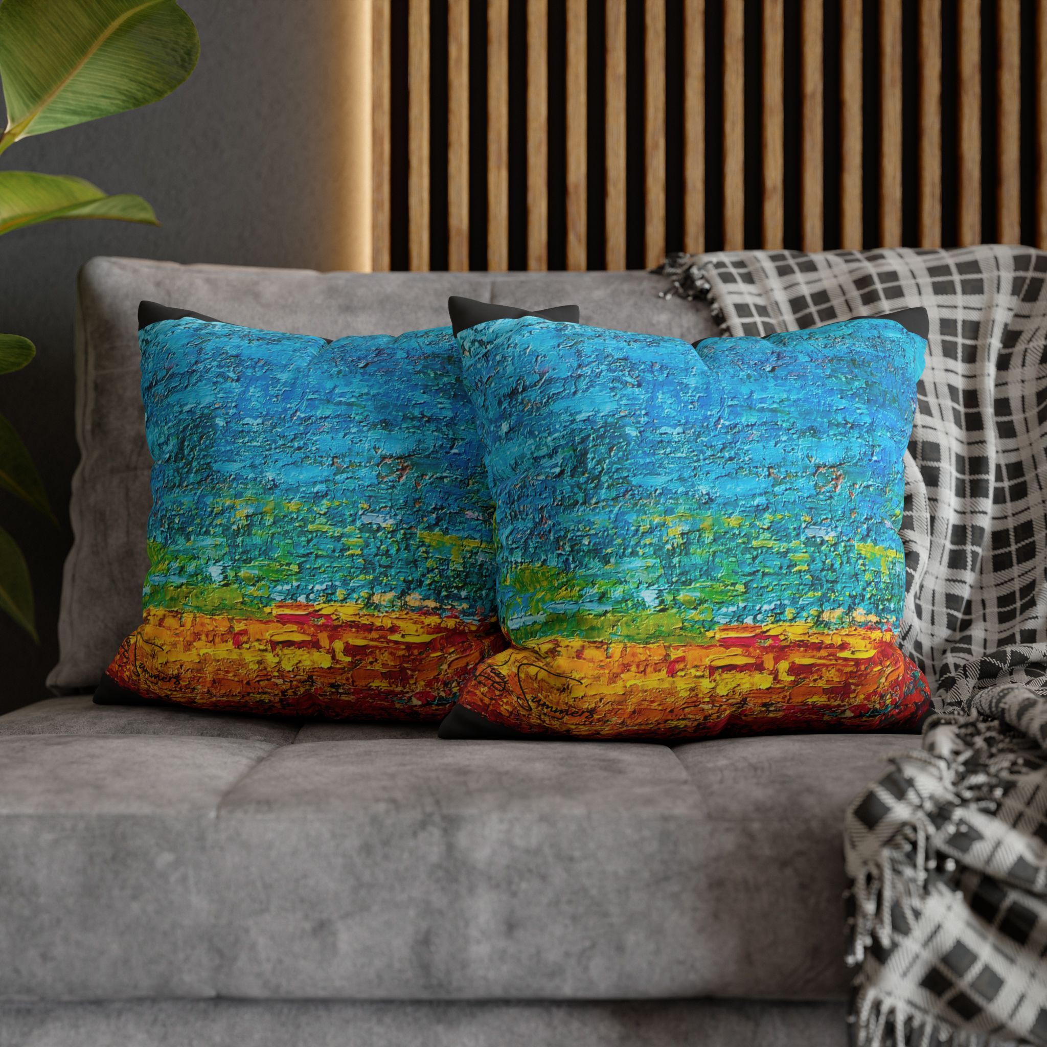 Abstract Canvas Pillowcase —Heavy Texture Painted Sunset - Image 11