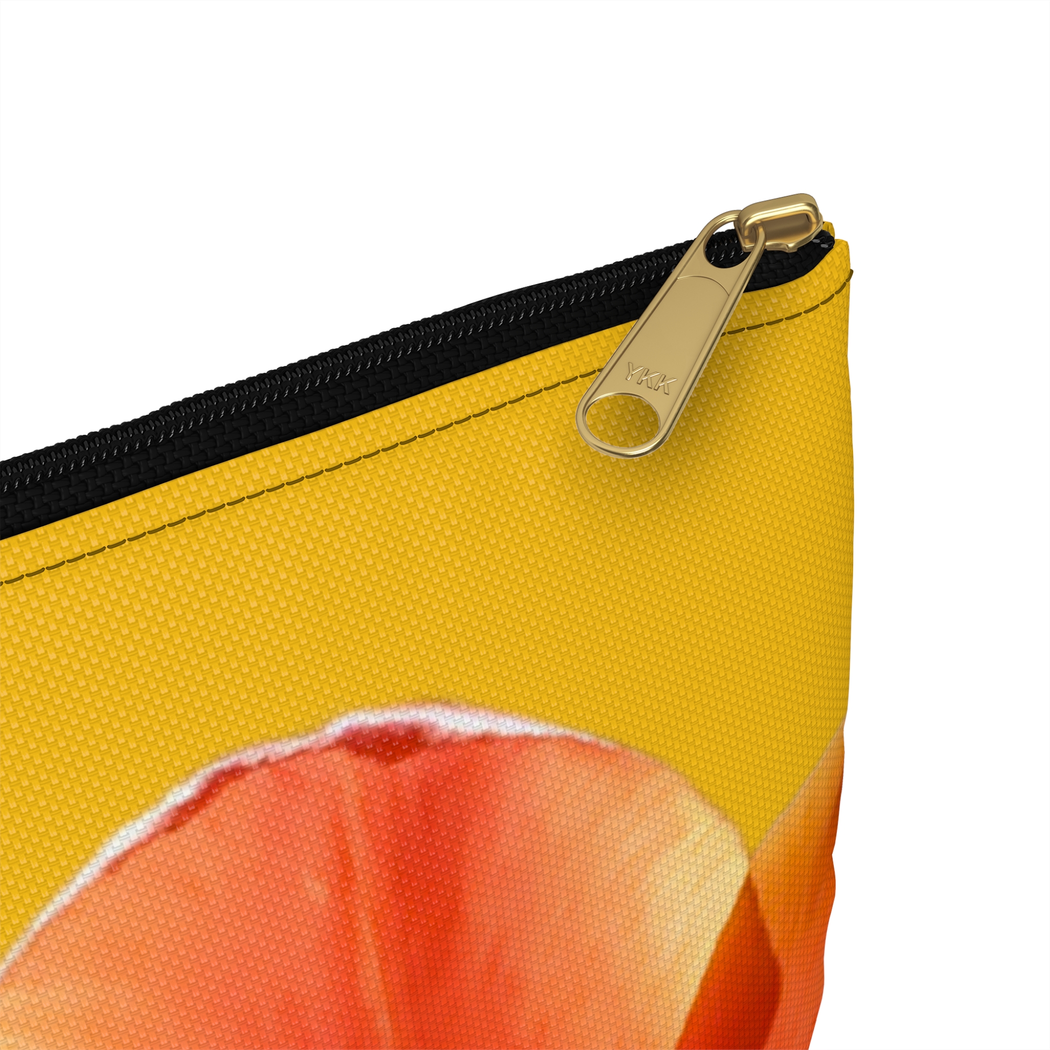 Flat Accessory Pouch Orange Tulips on Yellow - Image 4