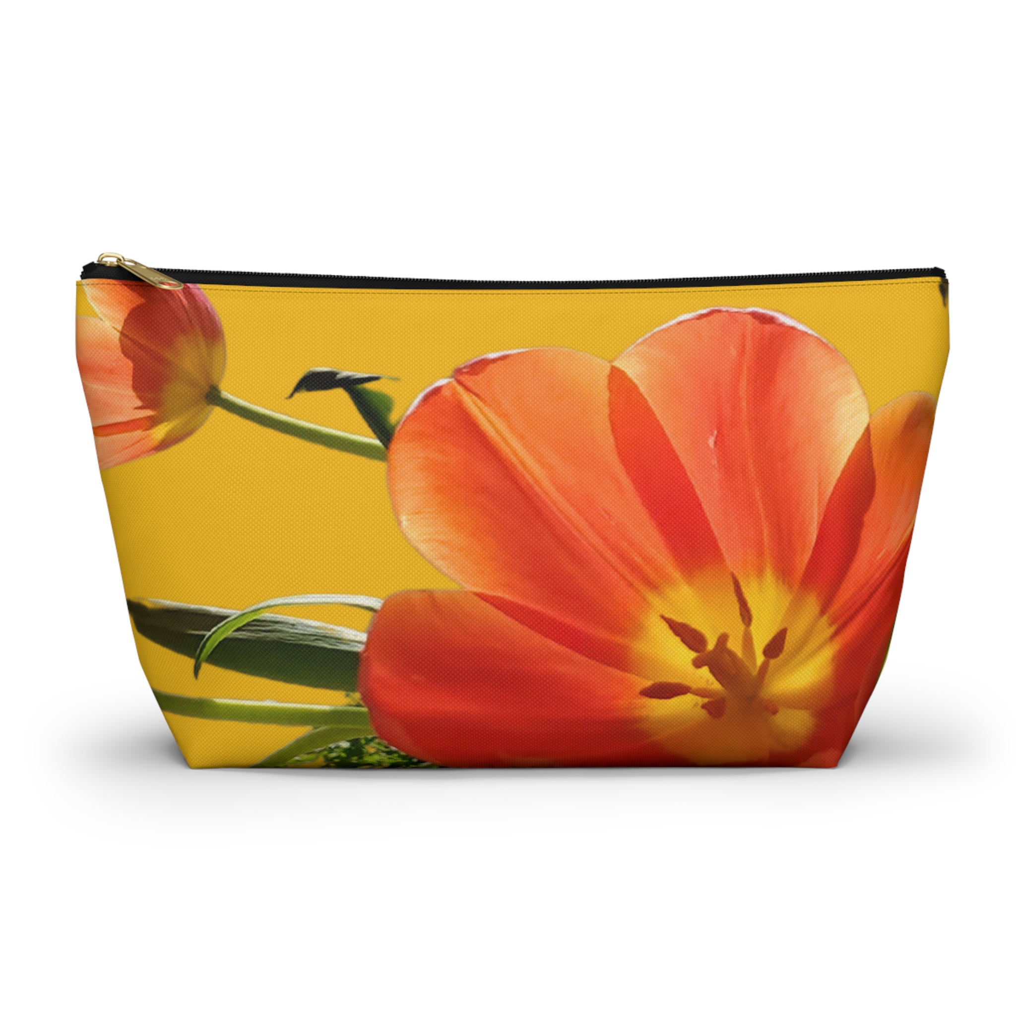 Accessory Pouch w T-bottom Tulips on Yellow - Image 5